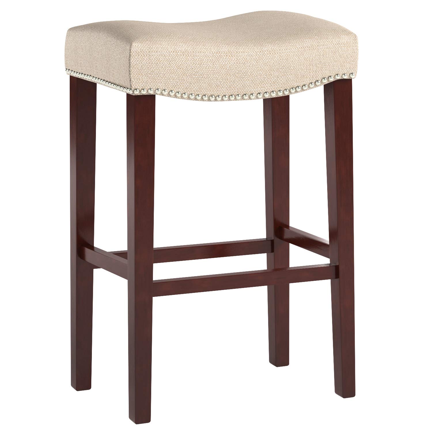 Ravenna Home Faraday Saddle Nailhead Bar Stool, 30.5"H, Sand