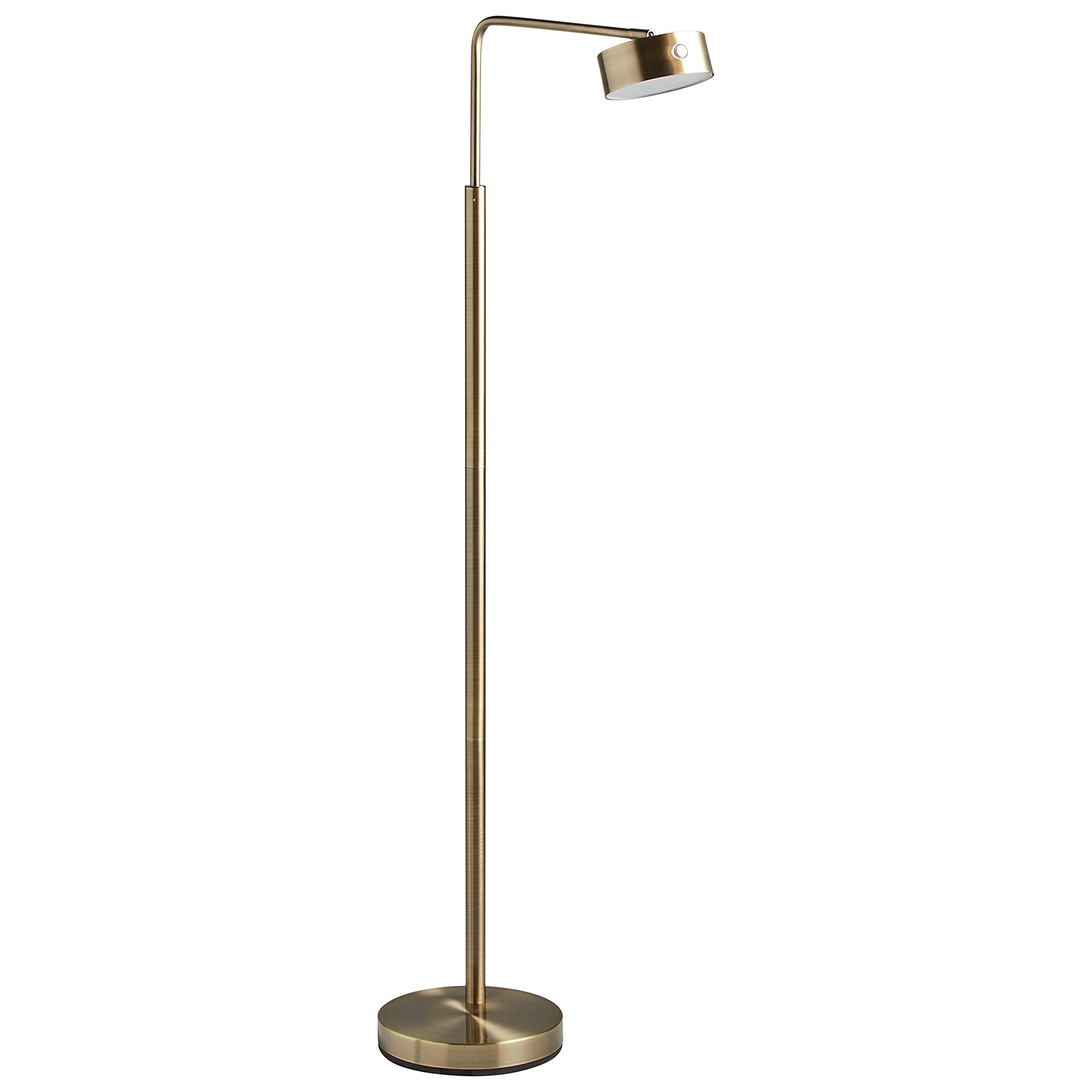 Stone & Beam Modern LED Task Floor Lamp, 49"H, With Bulb, Antique Brass