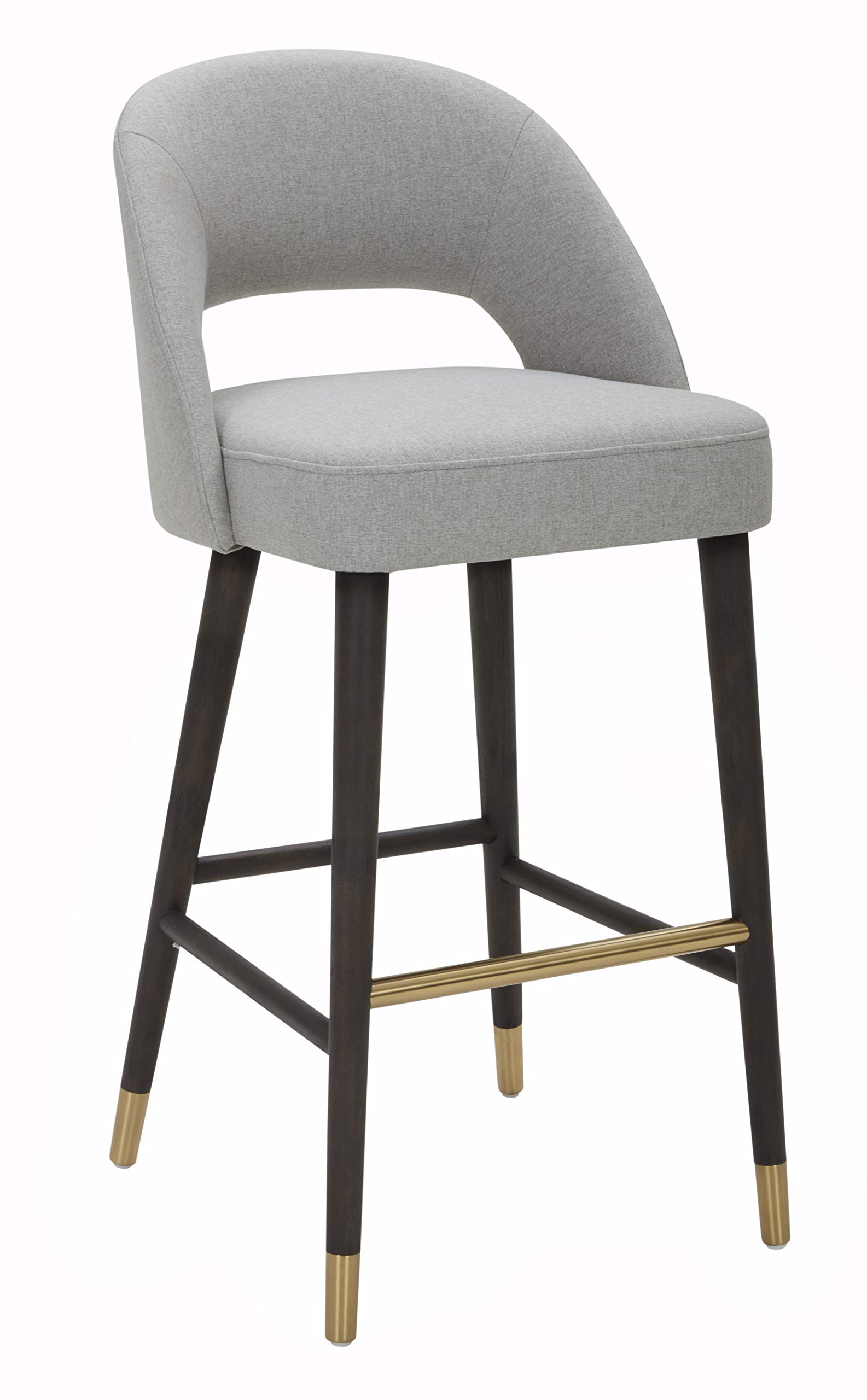 Amazon Brand – Rivet Whit Contemporary Upholstered Bar Stool with Gold Accents, 41"H, Felt Grey