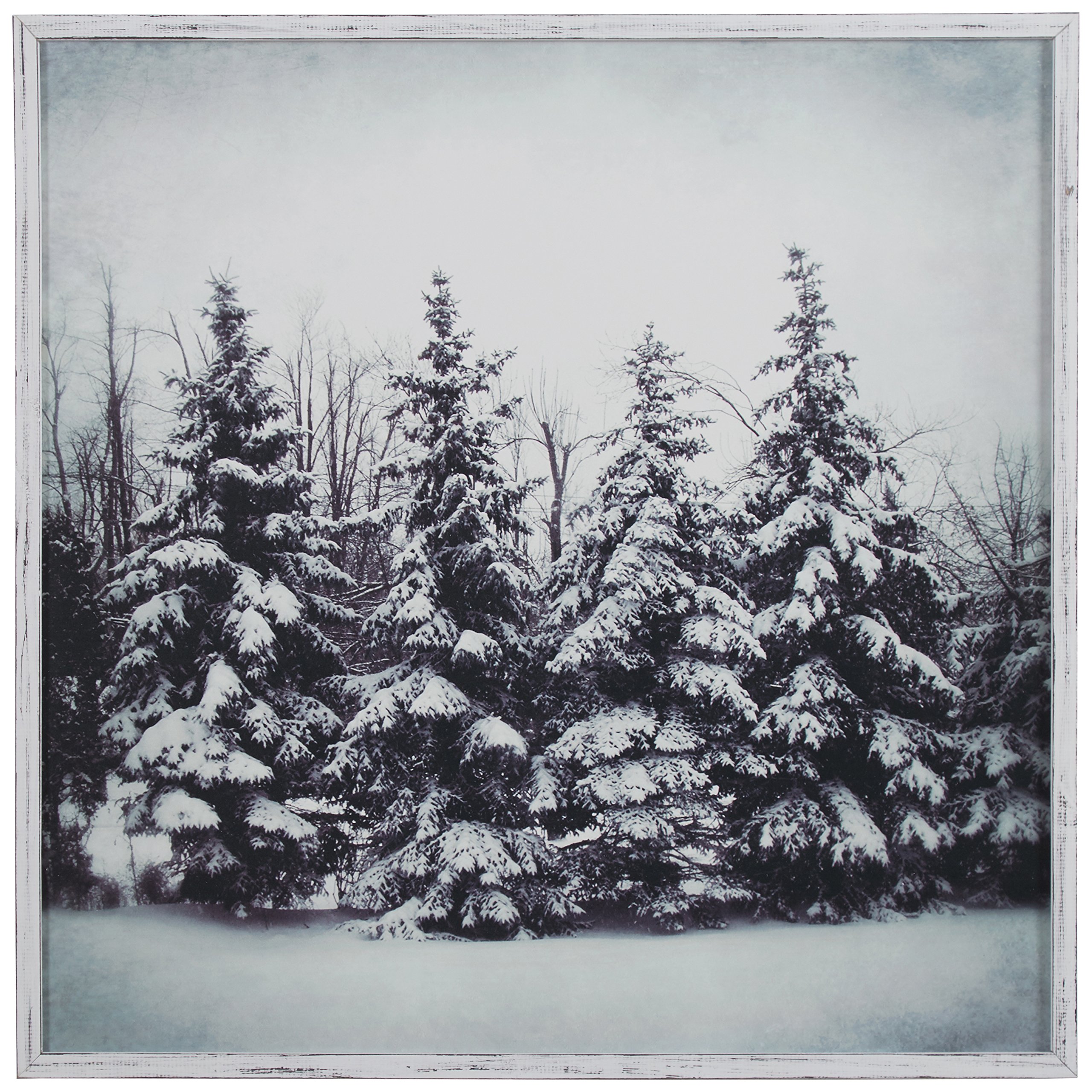 Amazon Brand – Stone & Beam Modern Black and White Print of Forest Snow, White Frame, 20" x 20"