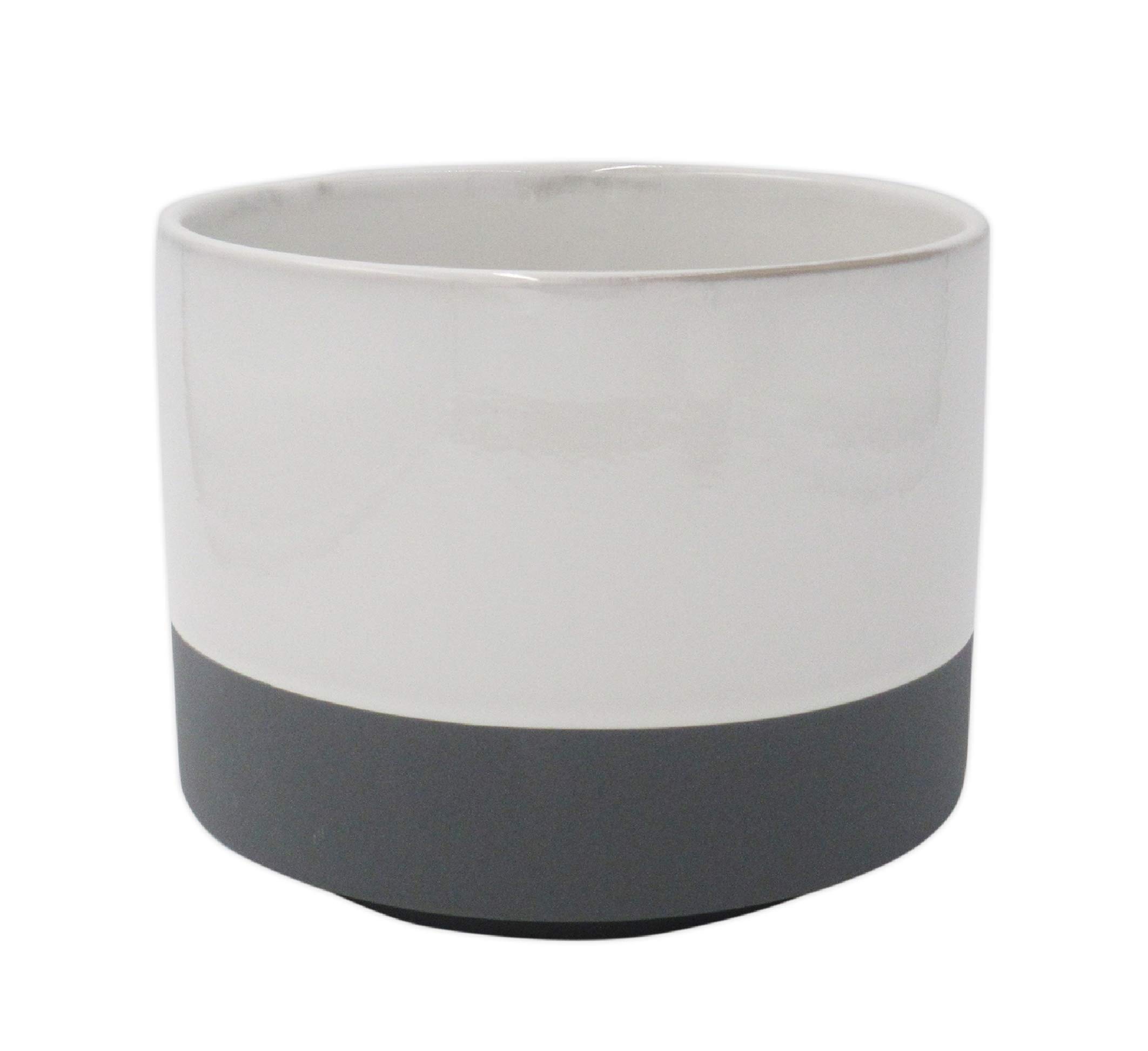Amazon Brand – Rivet Mid-Century 2-Toned Stoneware Planter, 4.13"H, Gray and White