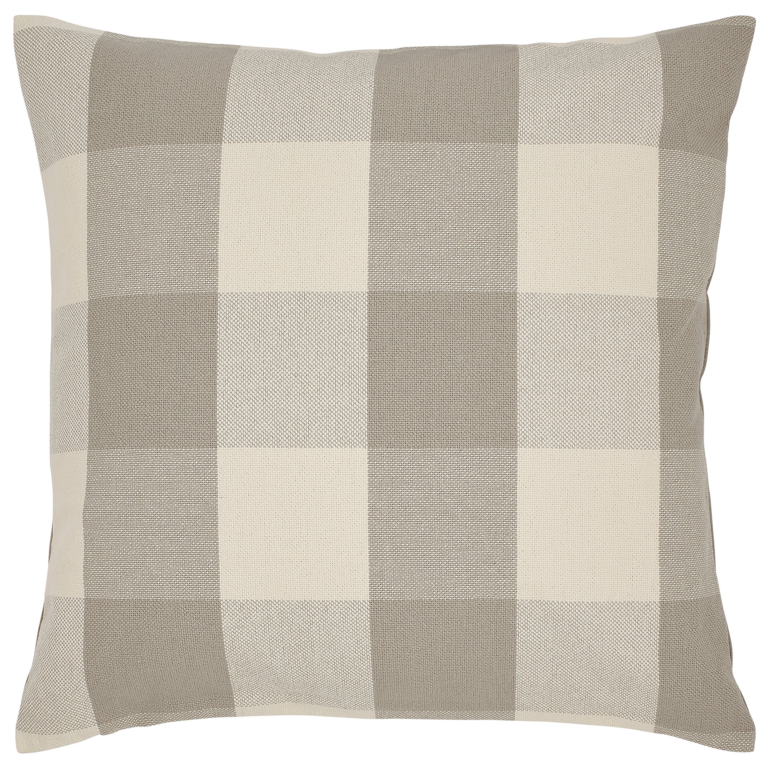 Amazon Brand – Stone & Beam Farmhouse Buffalo Check Plaid Decorative Throw Pillow, 20" x 20", Cover and Insert, Light Grey