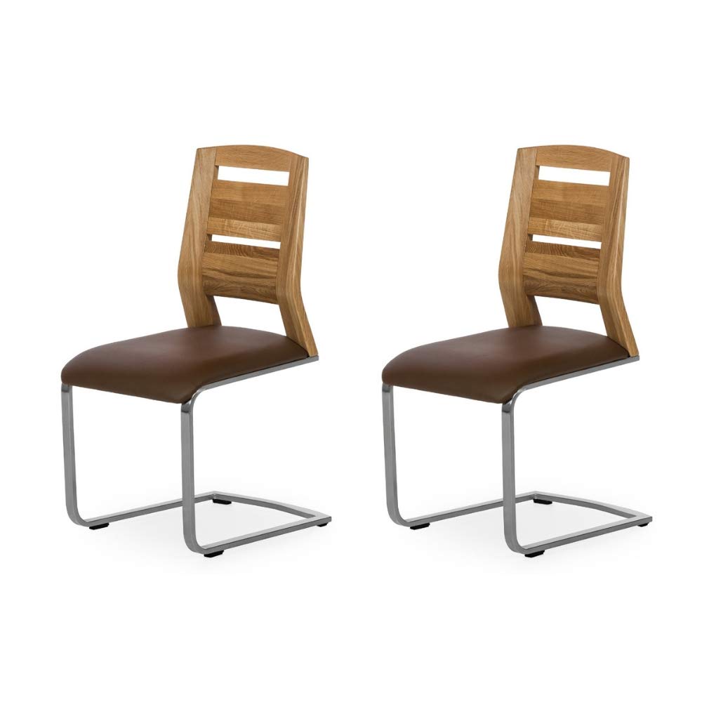 Marca Amazon - Alkove - Hayes - Set de 2 sillas moderna de madera maciza con asiento tapizado (roble salvaje)