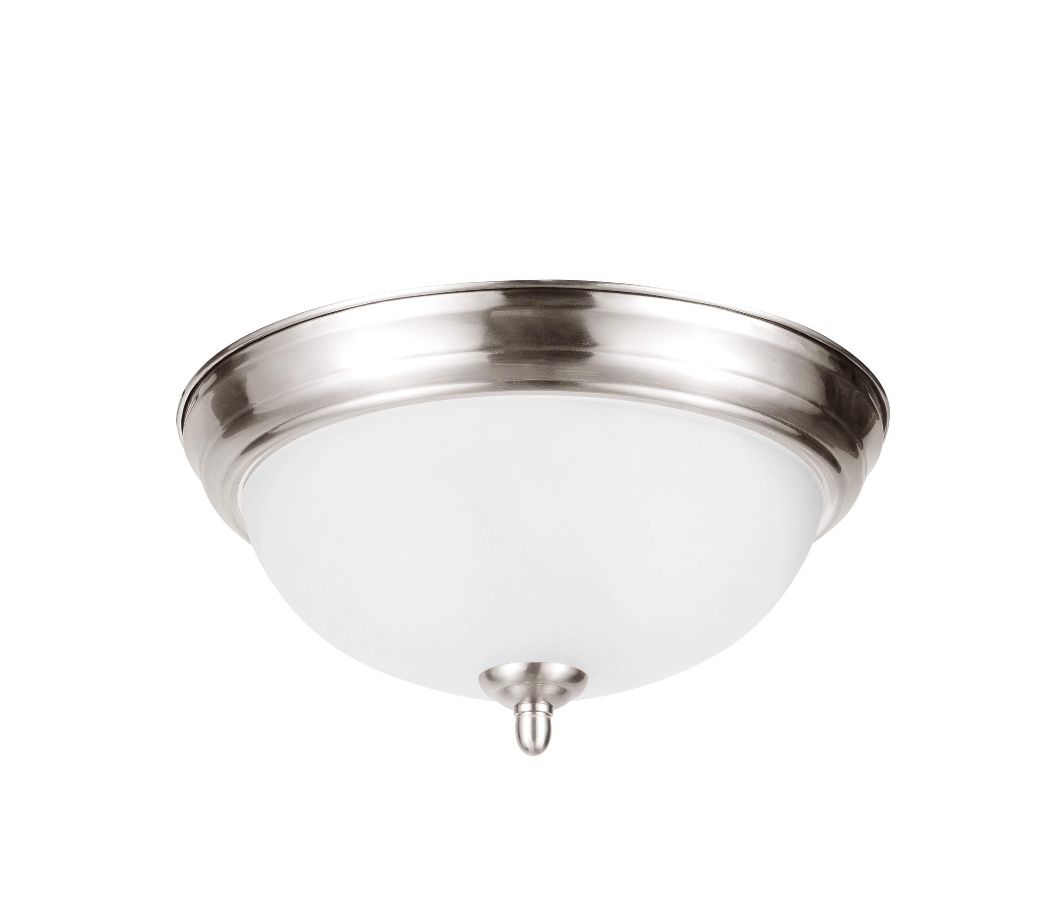 Amazon Brand - Ravenna Home Single-Light Flush-Mount Ceiling Light with Frosted Glass Shade, 5.3"H, Brushed Steel