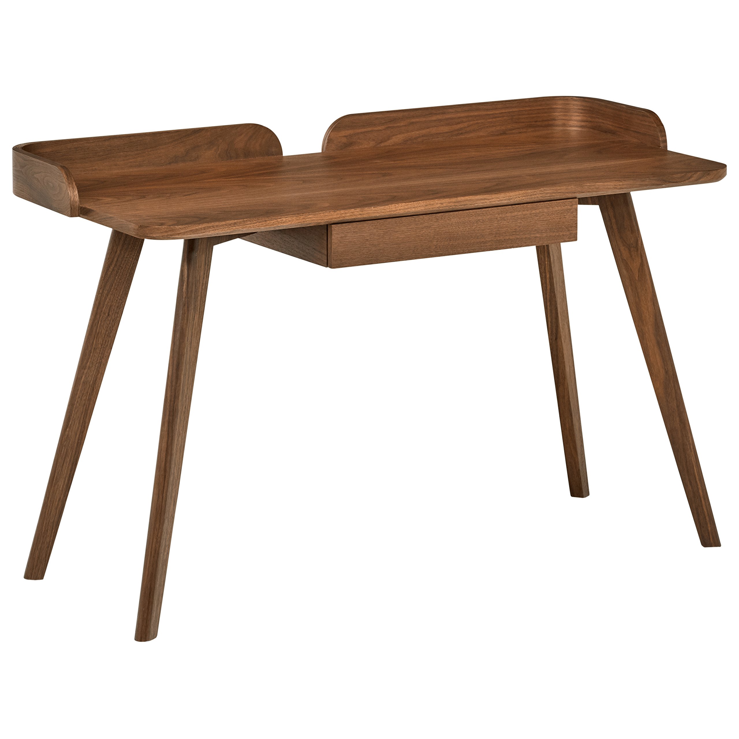 Amazon Brand – Rivet Mid-Century Curved Wood Table Home Office Computer Desk, 48.4"L, Walnut