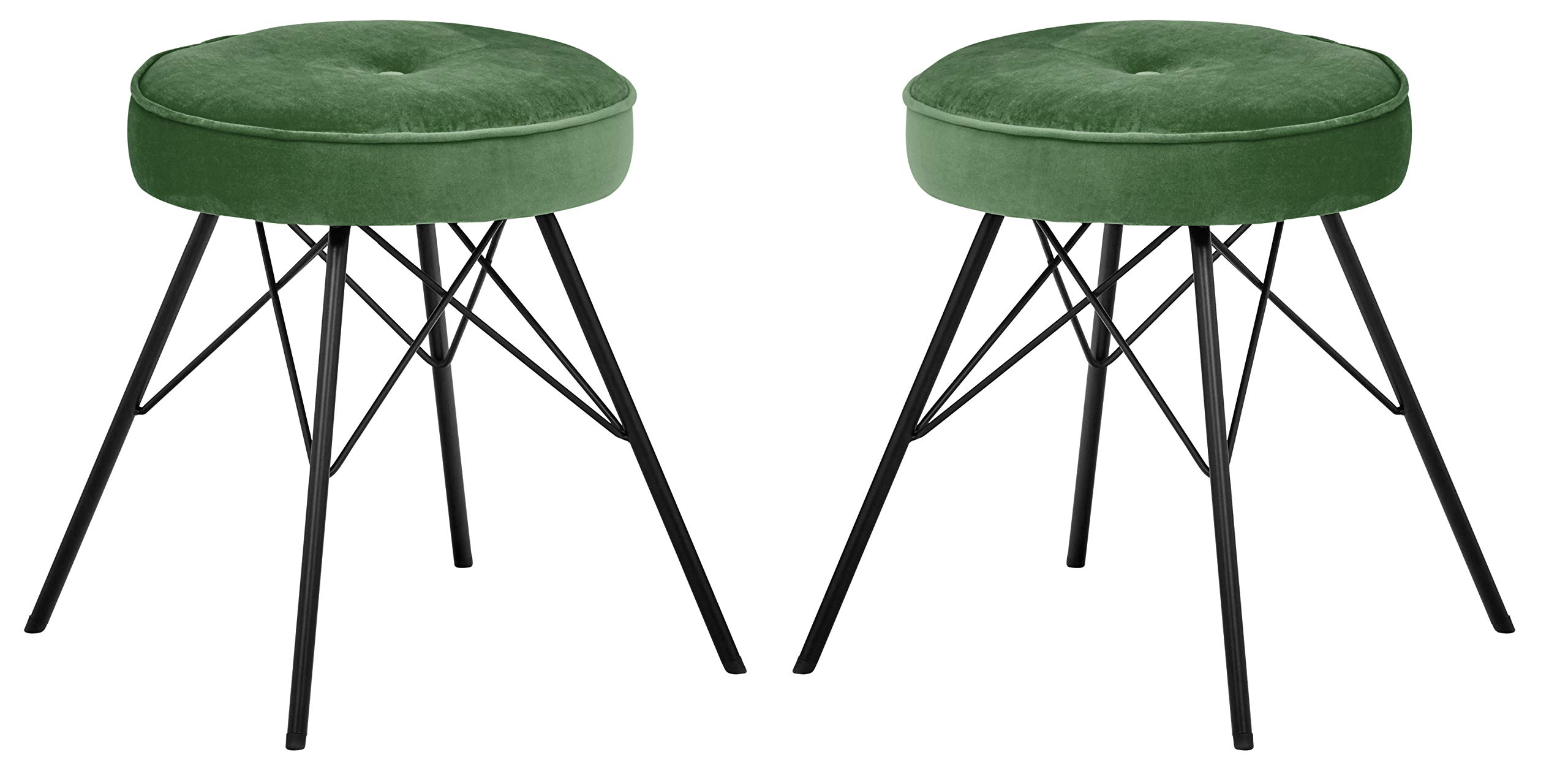 Rivet Stevie Mid-Century Modern Bar Stool, 30"H, Pack of 2, Green