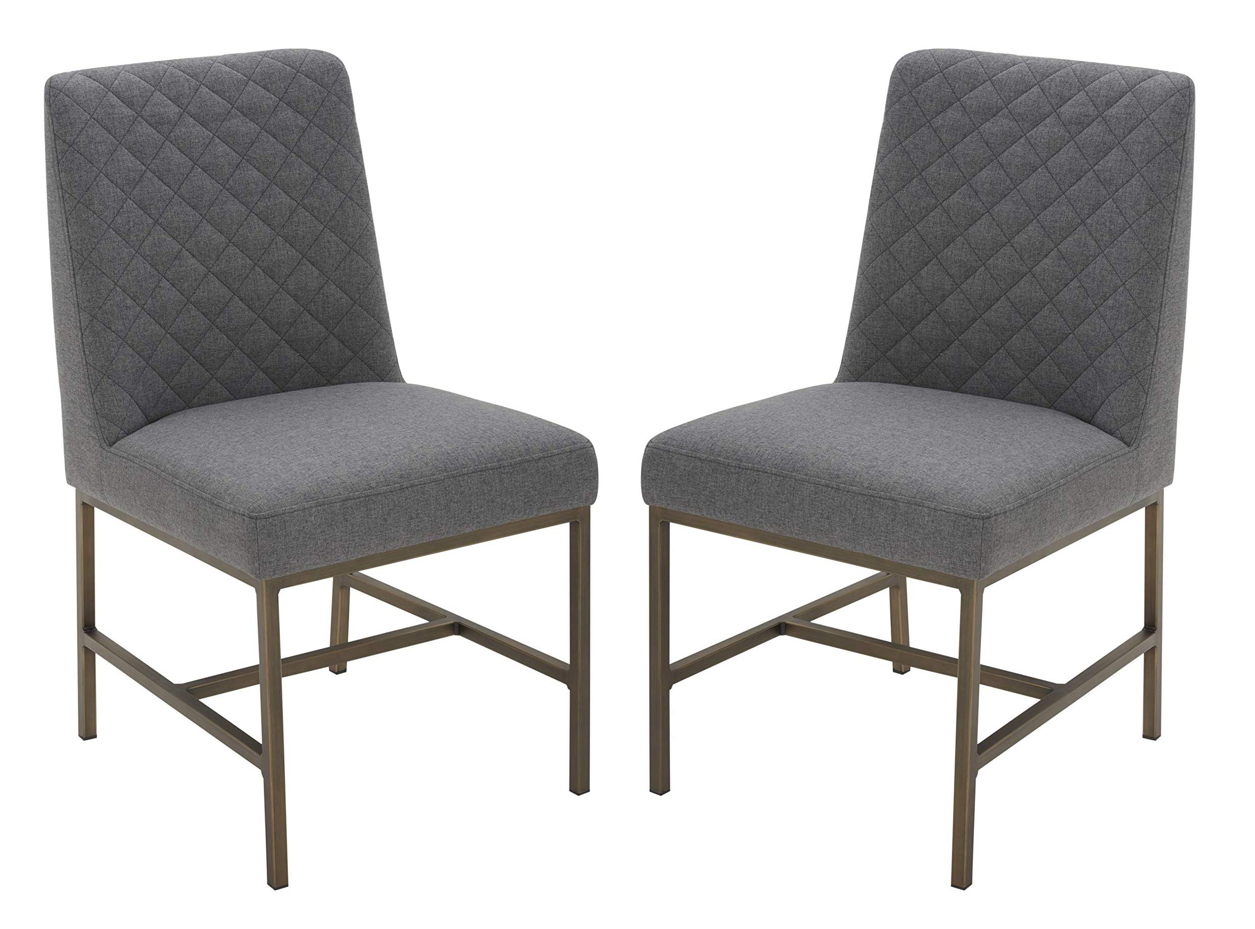Amazon Brand – Rivet Vermont Modern Diamond-Stitched Upholstered Dining Chair, 20"W, Set of 2, Graphite Grey