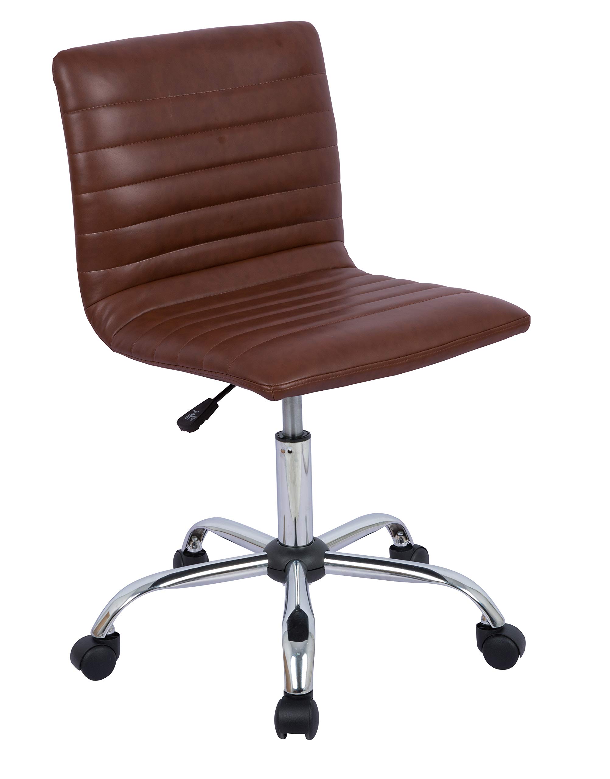 AmazonBasics Modern, Low-Back, Adjustable, Swivel, Armless Office Task Desk Chair with Casters, Brick Red