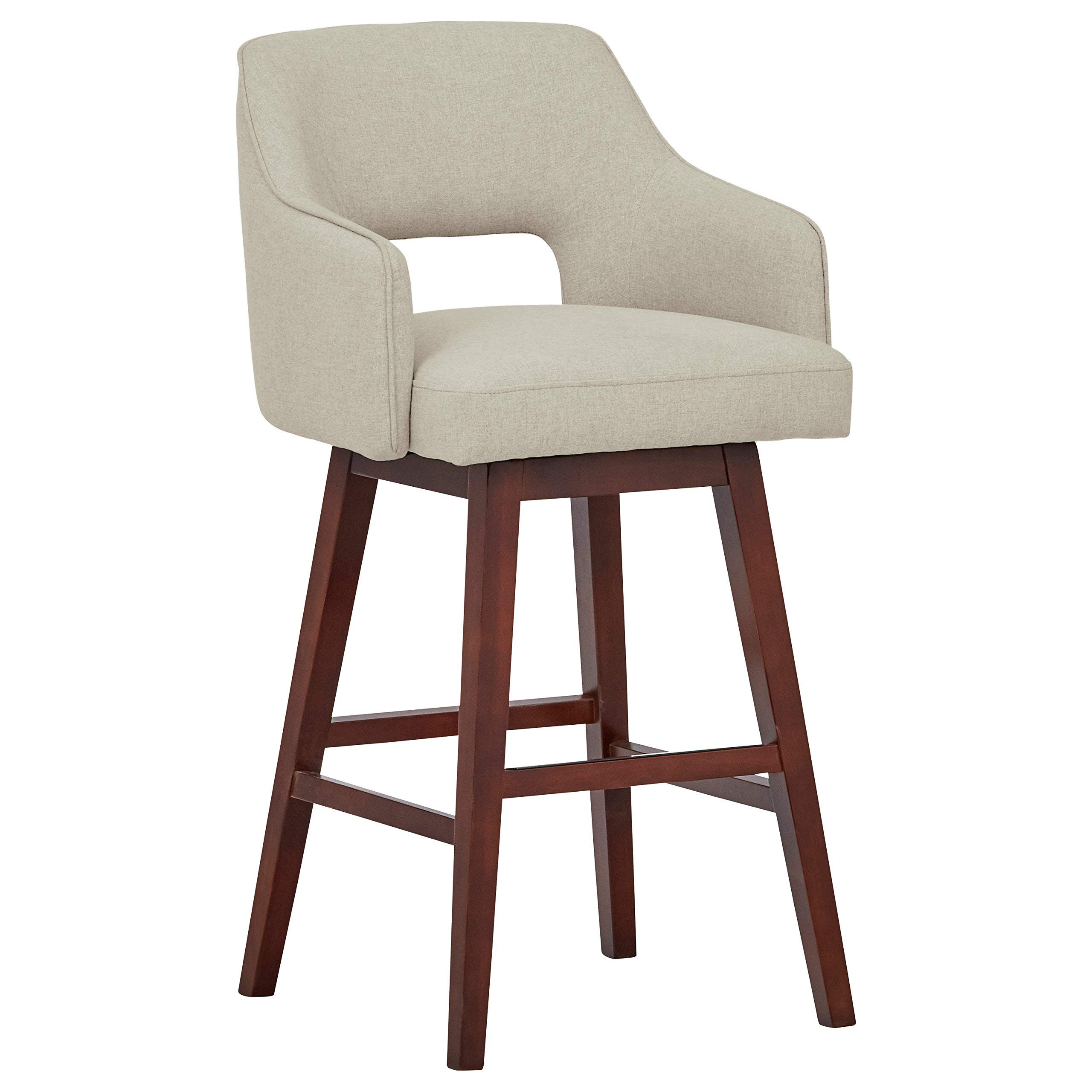 Amazon Brand – Rivet Malida Mid-Century Modern Open Back Swivel Kitchen Bar Stool, 41"H, Chalk