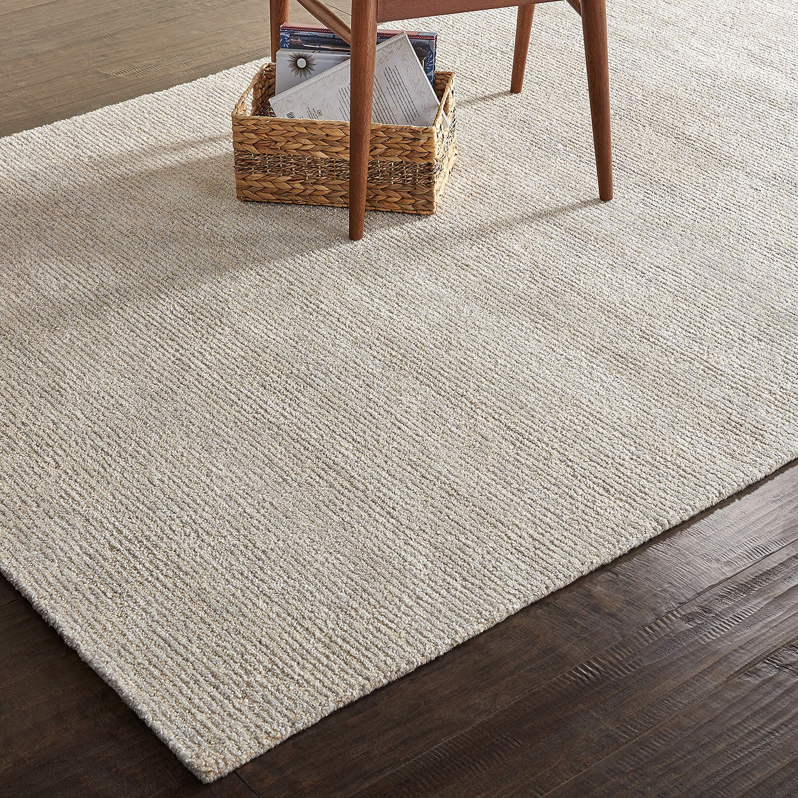 Amazon Brand – Rivet Contemporary Striated Jute Area Rug, 7' 5" x 5' 3", Off White