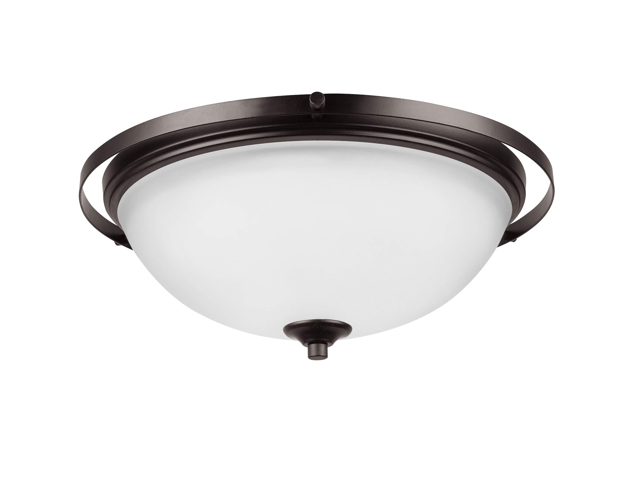 Amazon Brand - Ravenna Home 2-Light Flush-Mount Ceiling Light with White Frosted Glass Shade, 5.1"H, Dark Bronze