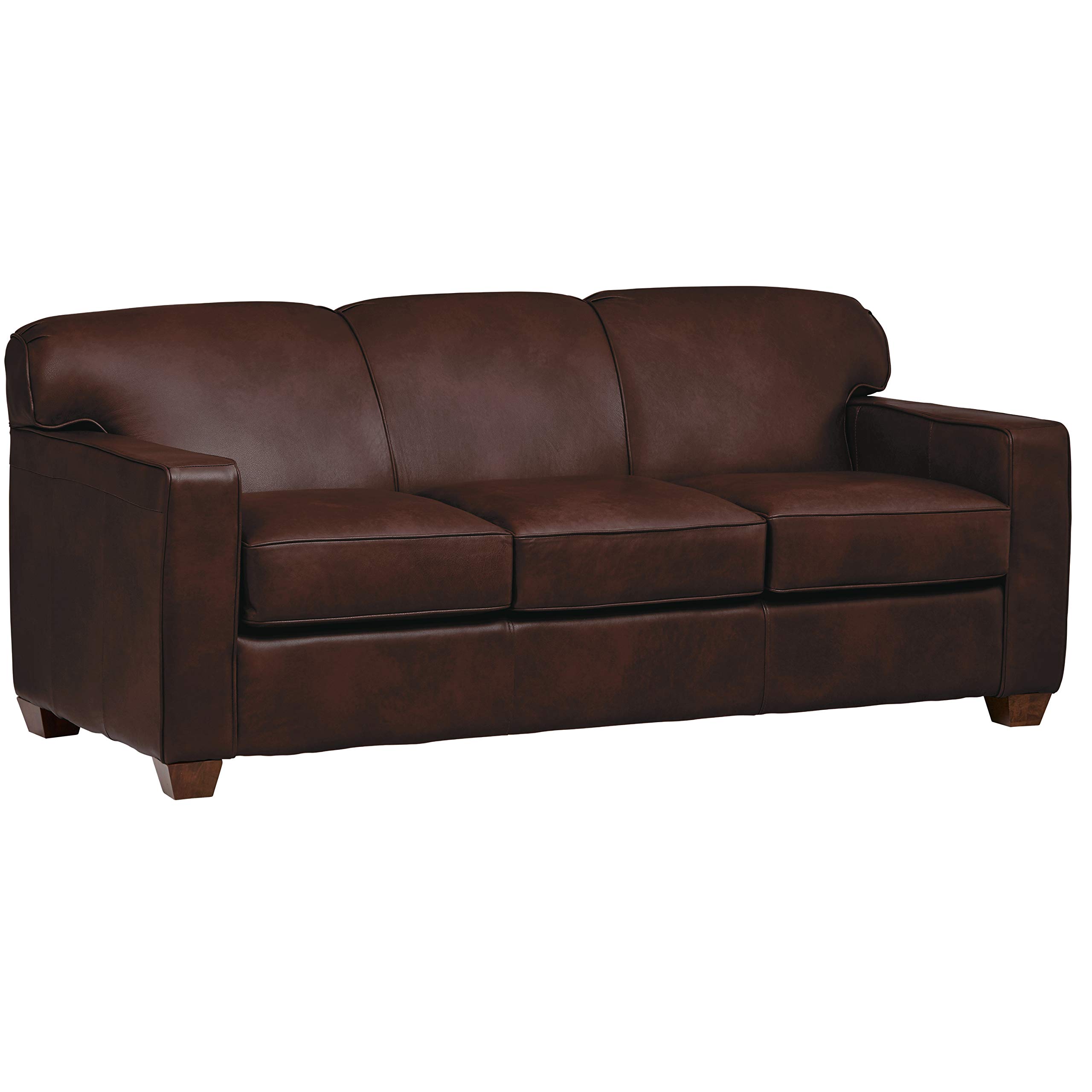 Amazon Brand – Stone & Beam Fischer Queen-Sized Sleeper Sofa, 79"W, Driftwood Leather