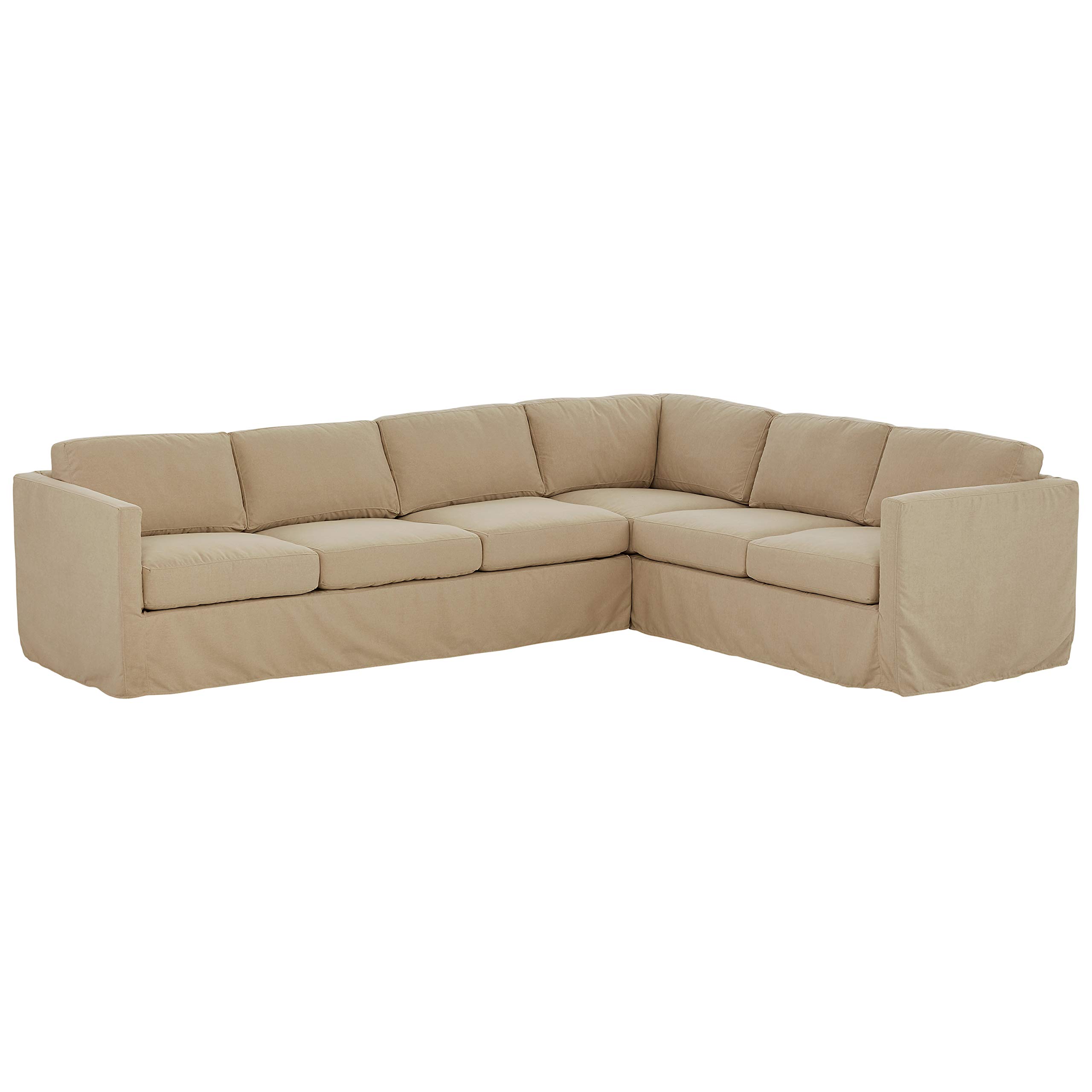 Amazon Brand – Stone & Beam Andover Slipcover Left-Facing L-Shaped Sectional, 124"W, Linen Fabric