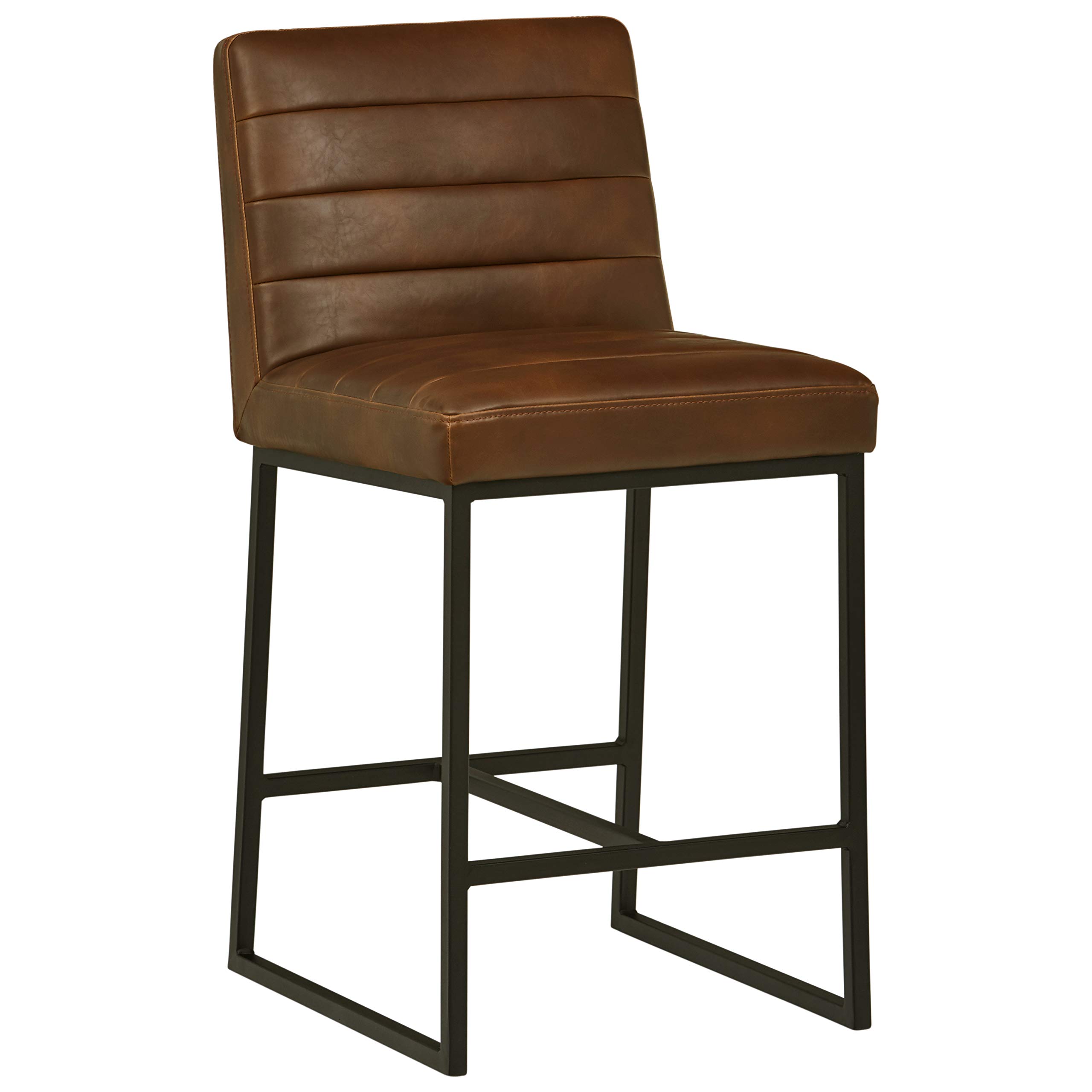 Amazon Brand – Rivet Decatur Modern Faux Leather Kitchen Counter-Height Stool, 37"H, Dark Brown