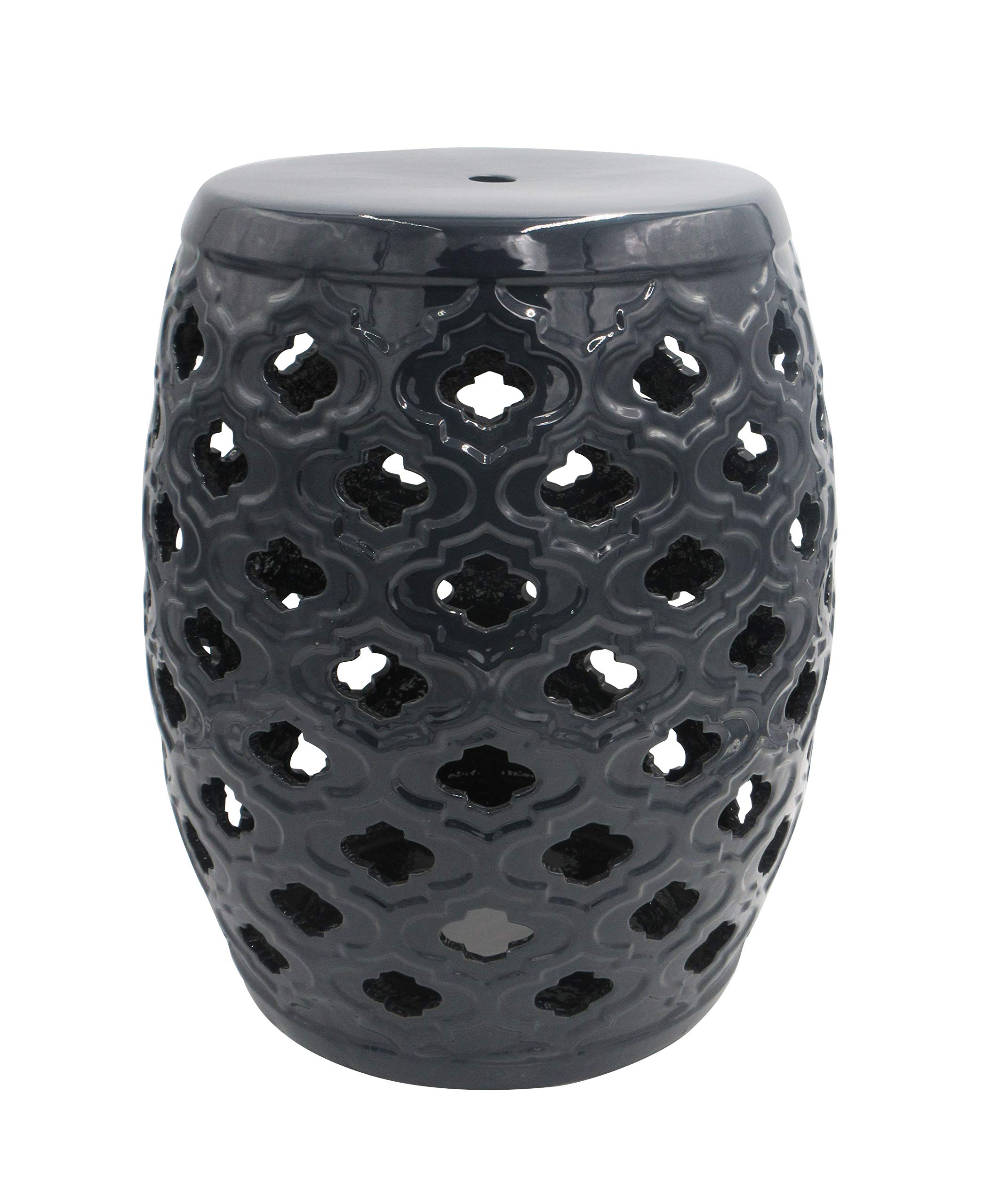 Amazon Brand – Ravenna Home Moroccan-Pattern Ceramic Garden Stool or Side Table, 16"H, Navy Blue