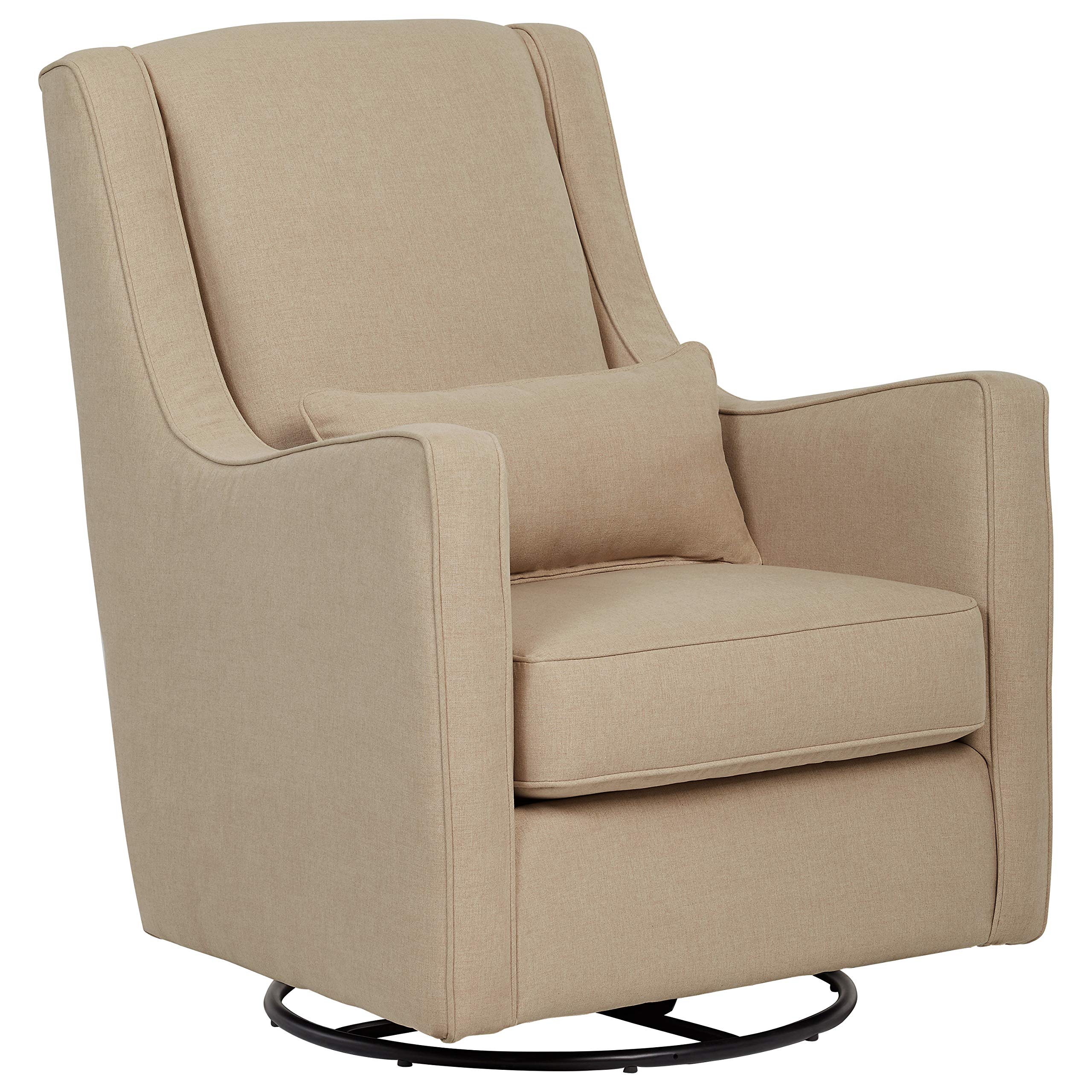 Amazon Brand – Stone & Beam Nevaeh Contemporary Swivel Chair, Fabric, 31"W, Linen