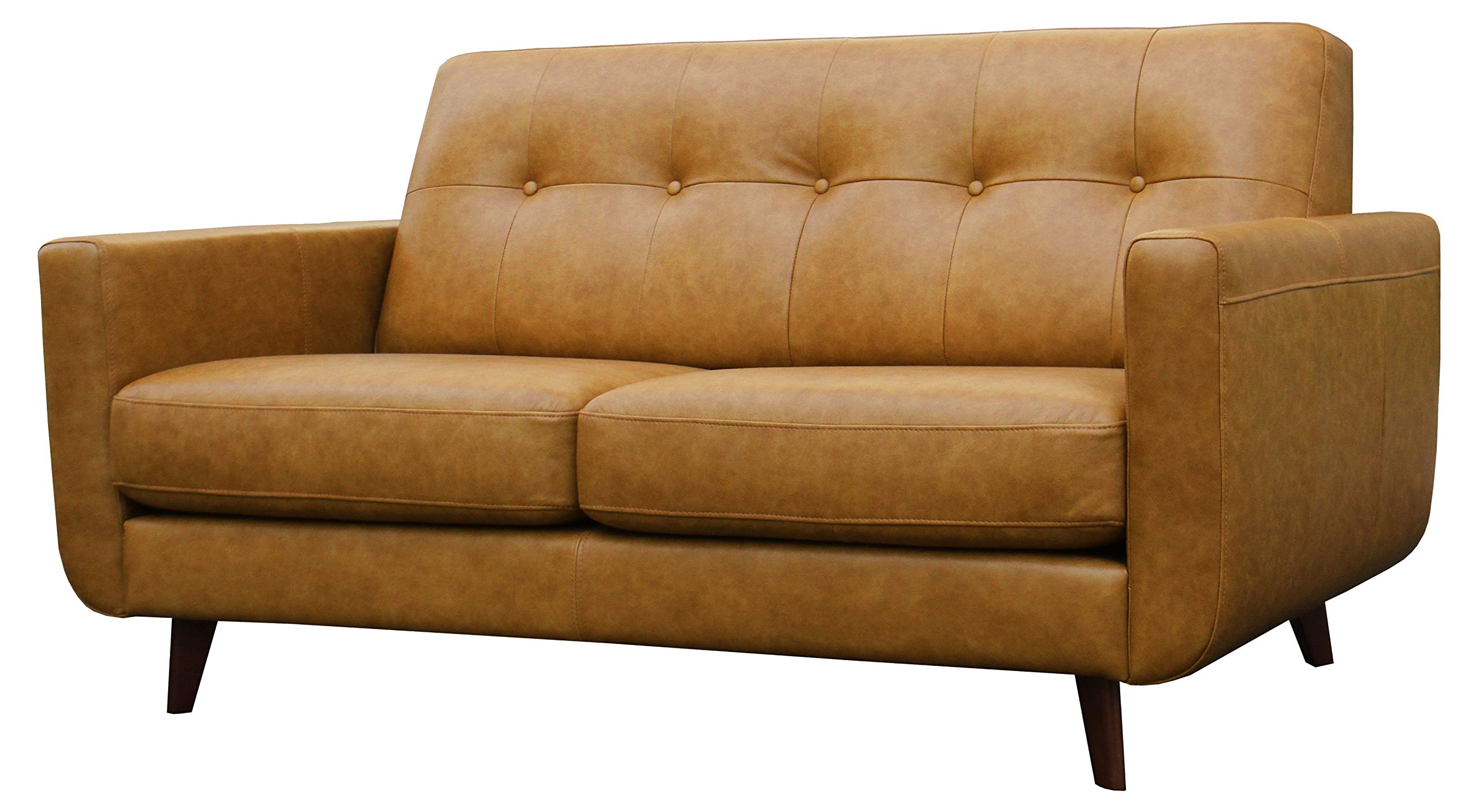 Amazon Brand – Rivet Sloane Modern Leather Loveseat with Tufted Back, 64.2"W, Caramel