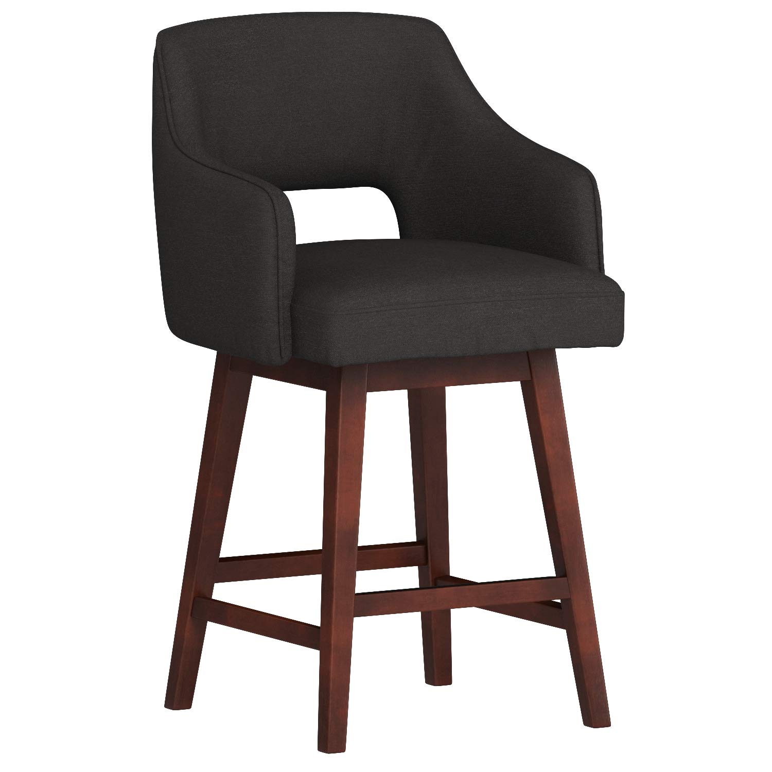 Amazon Brand – Rivet Malida Mid-Century Modern Open Back Swivel Kitchen Counter Height Stool, 37"H, Charcoal