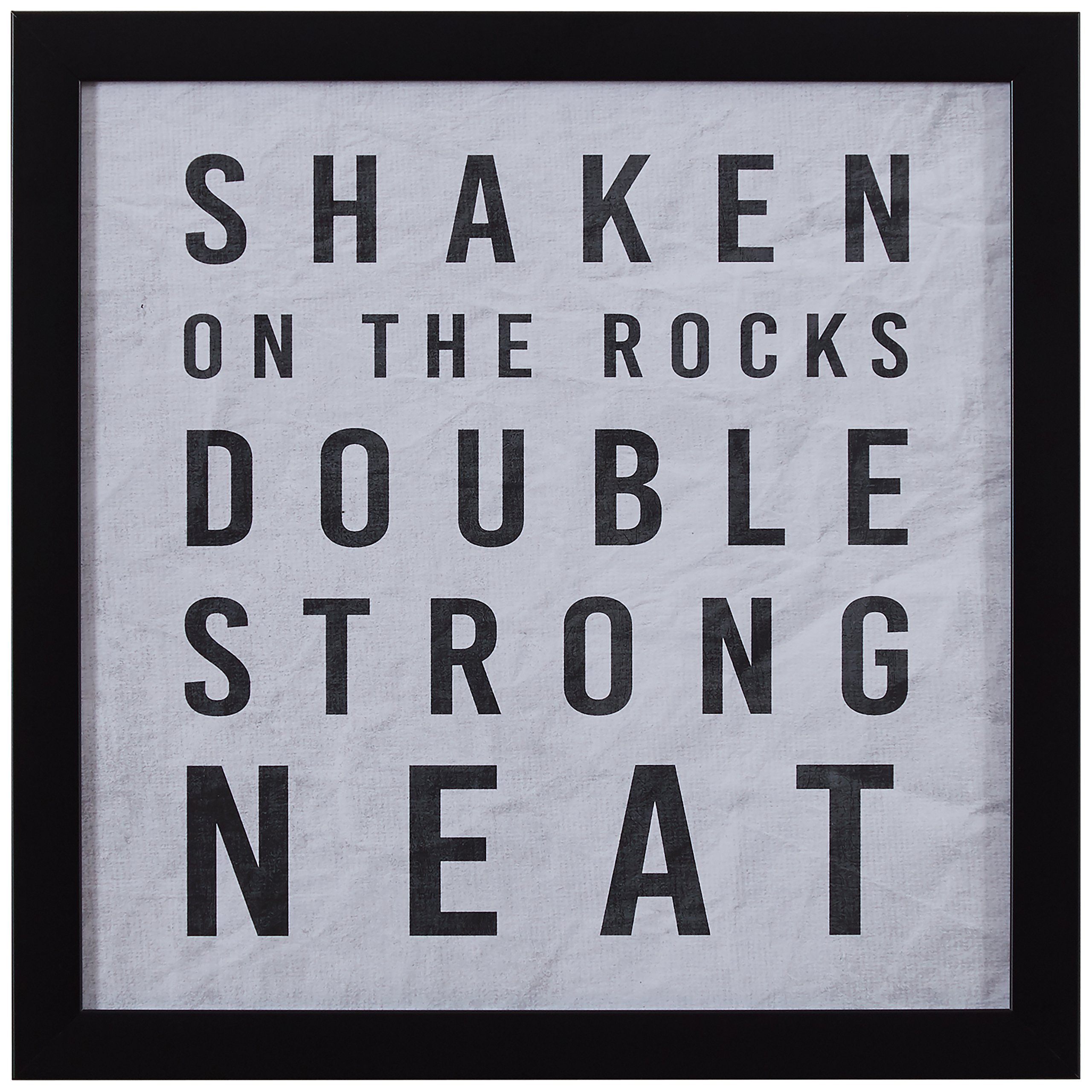 Amazon Brand – Rivet White and Black Shaken on the RocksDouble Strong Neat Pint Print in Black Frame, 14" x 14"