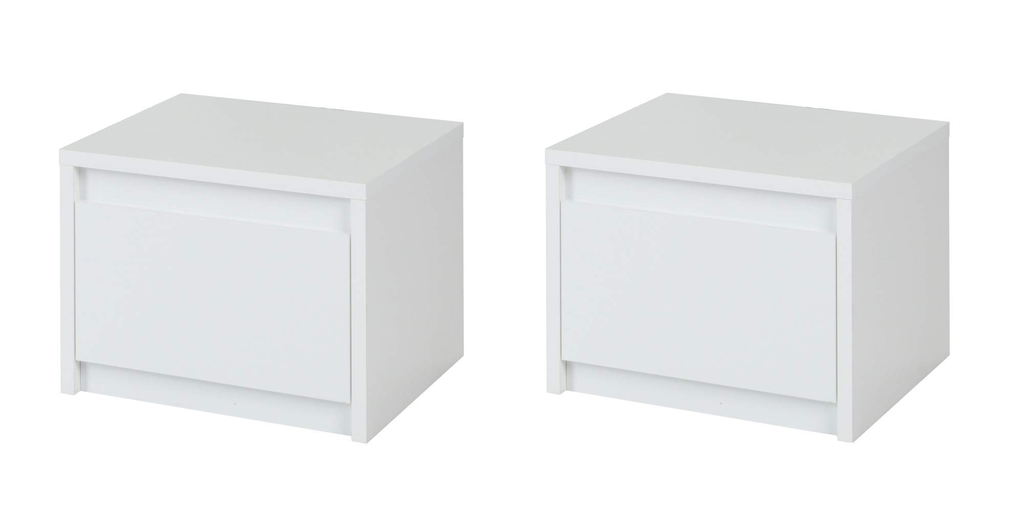 Amazon Brand - Movian Desna Nightstand (Set of 2), High Gloss White Colour