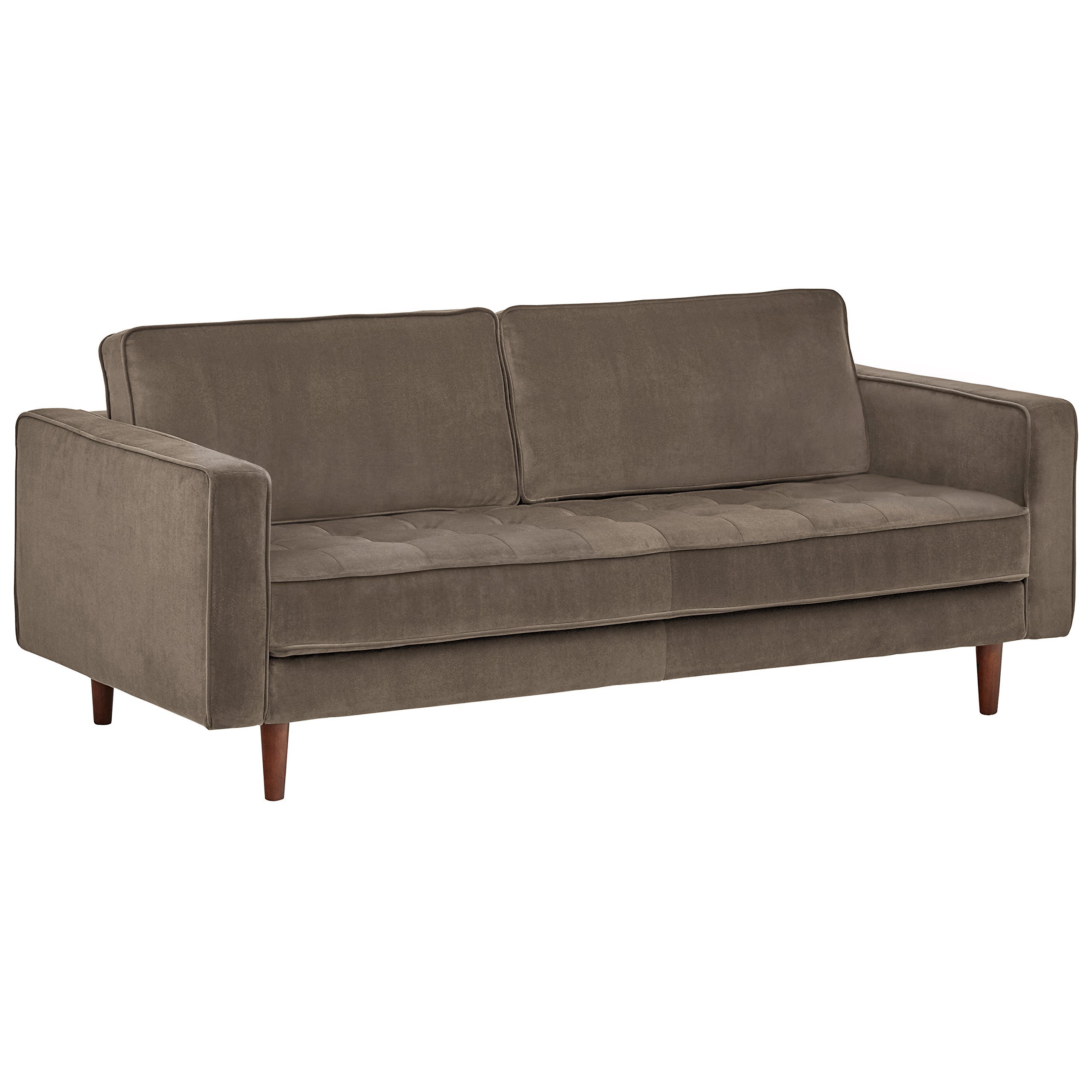 Amazon Brand – Rivet Aiden Tufted Mid-Century Modern Velvet Bench Loveseat Sofa, 74"W, Otter Grey