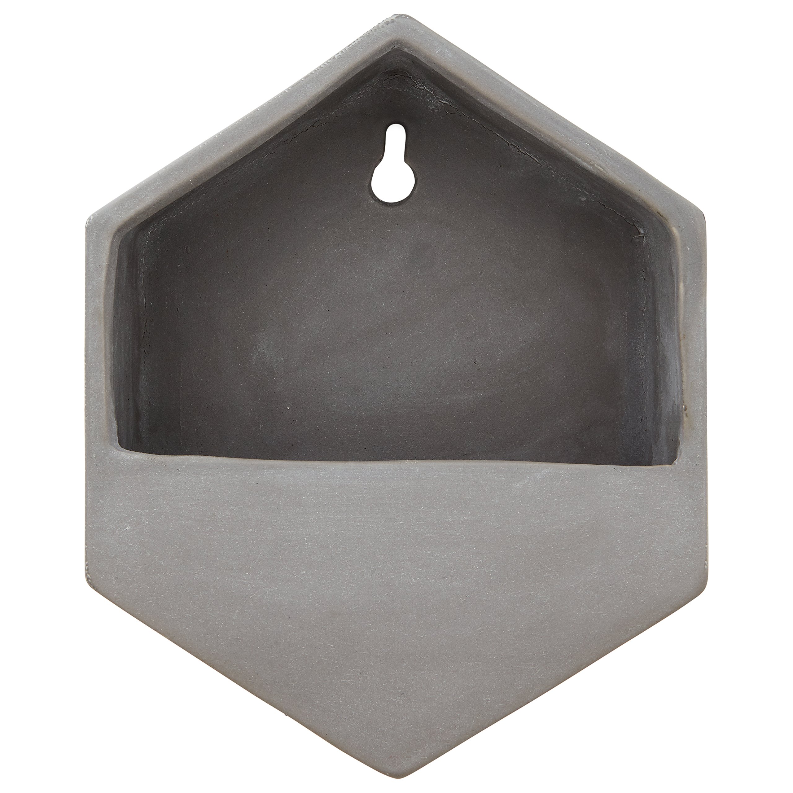 Amazon Brand – Rivet Hexagonal Wall Mount Planter, 7.7"H, Modern Earthenware, Grey