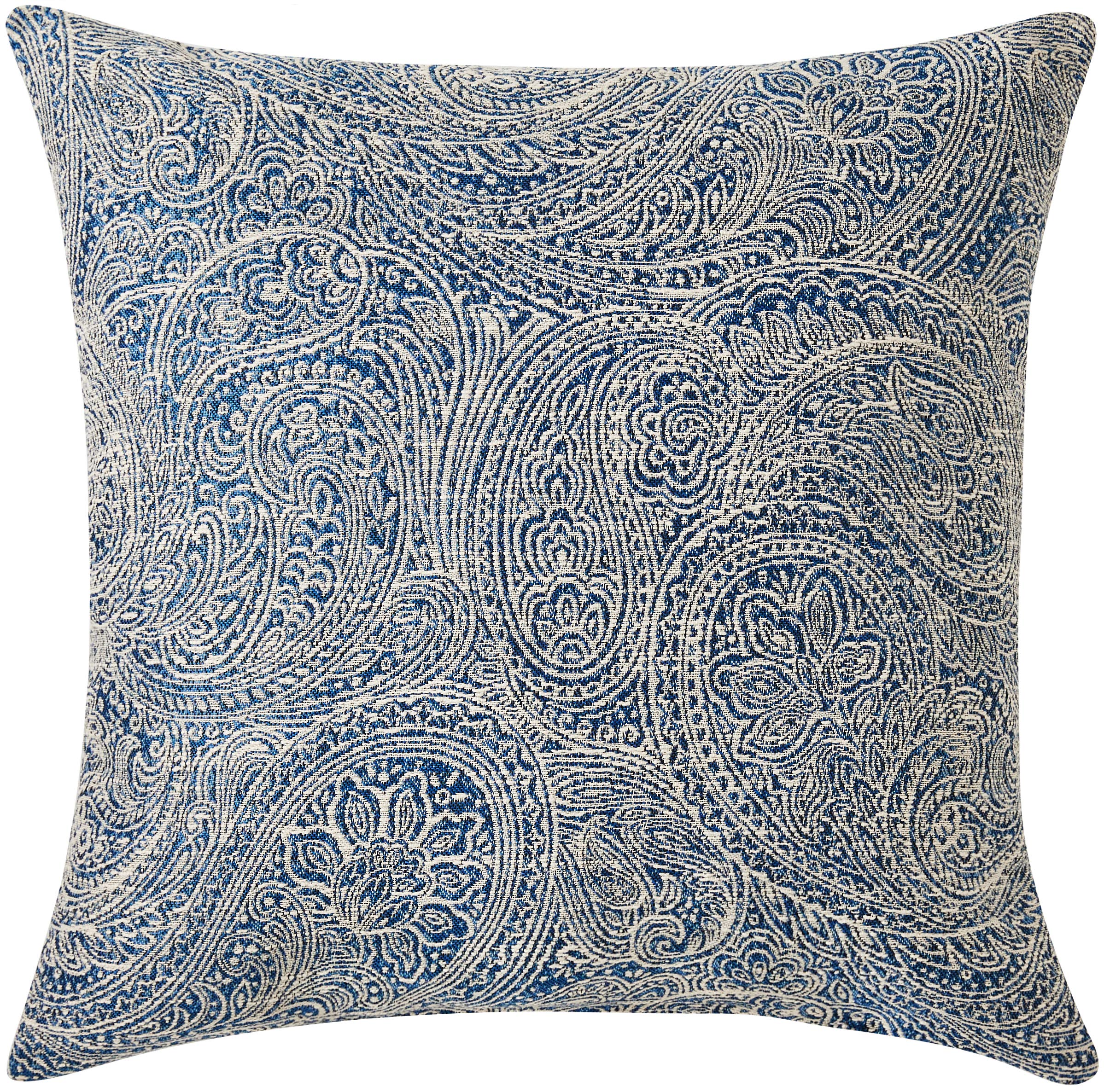 Amazon Brand – Ravenna Home Classic Paisley Throw Pillow, 17" x 17", Blue