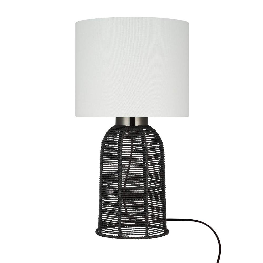 Amazon Brand – Stone & Beam Contemporary Rattan Table Lamp, LED Bulb Included, 22"H, Black
