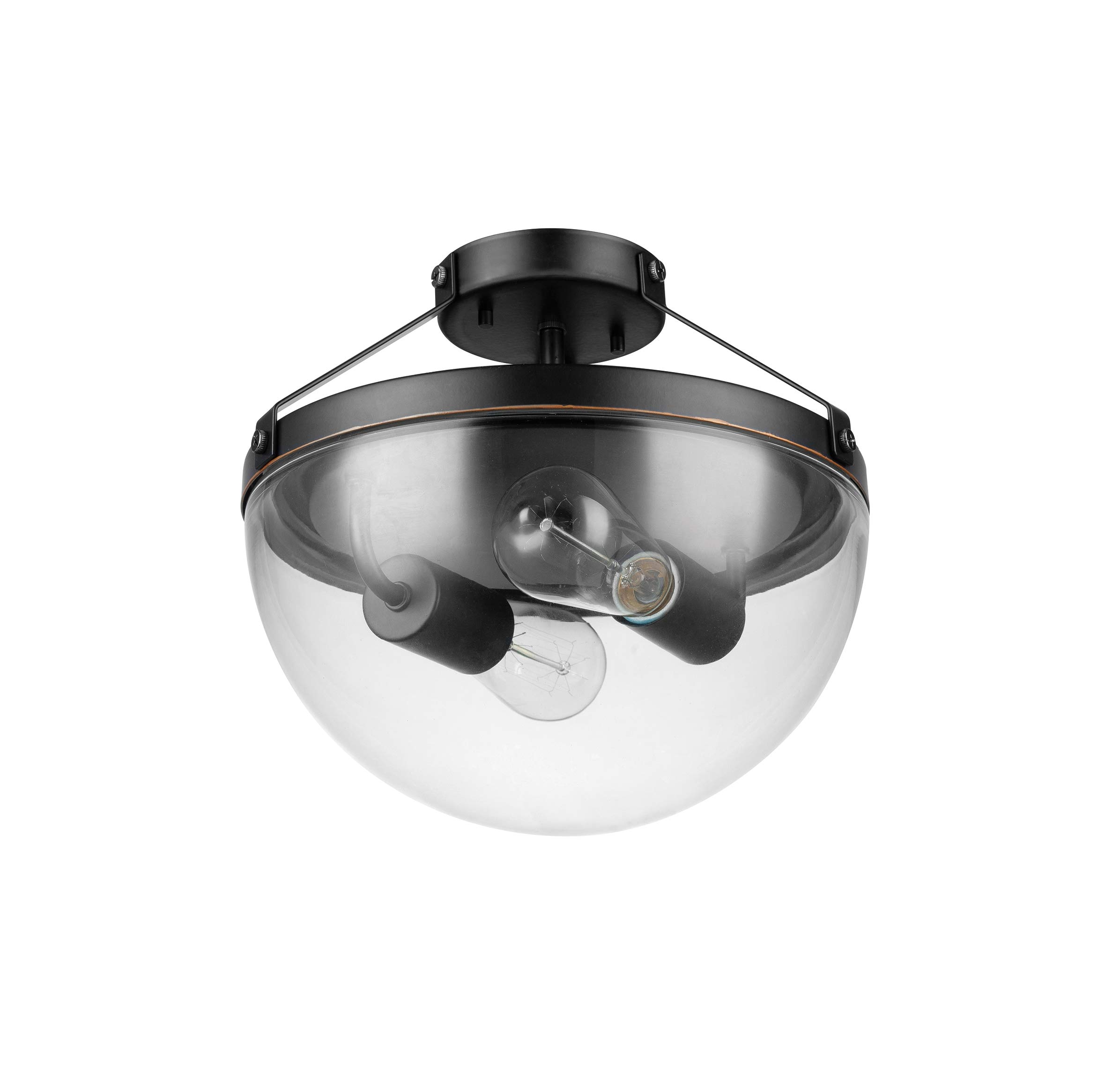 Amazon Brand – Stone & Beam Traditional Semiflush-Mount Ceiling Light with Clear Glass Shade, 10.5"H, Oil-Rubbed Bronze
