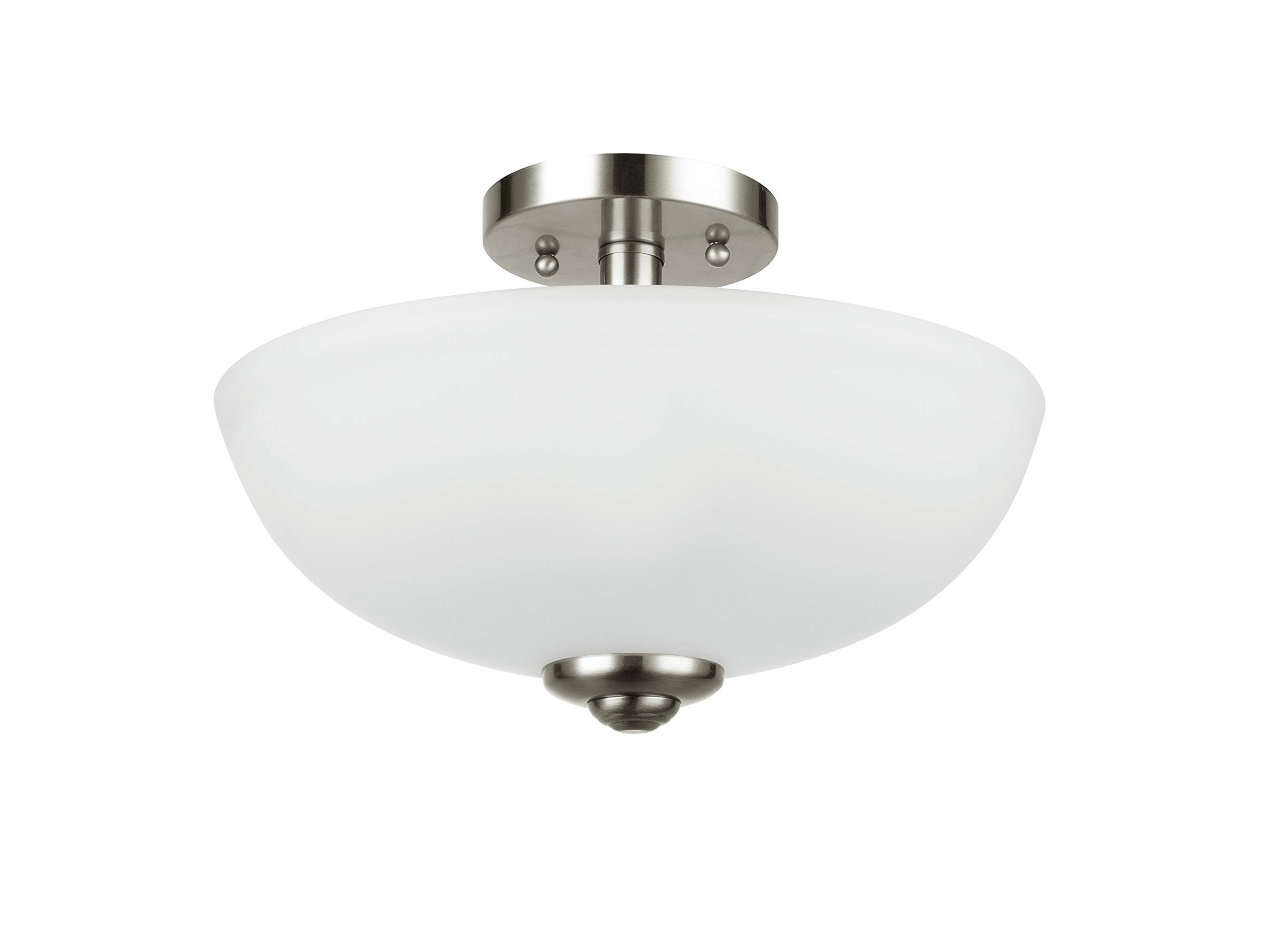 Amazon Brand - Ravenna Home 2-Light Semiflush-Mount Ceiling Light with Frosted Glass Shade, 8.3"H, Brushed Nickel