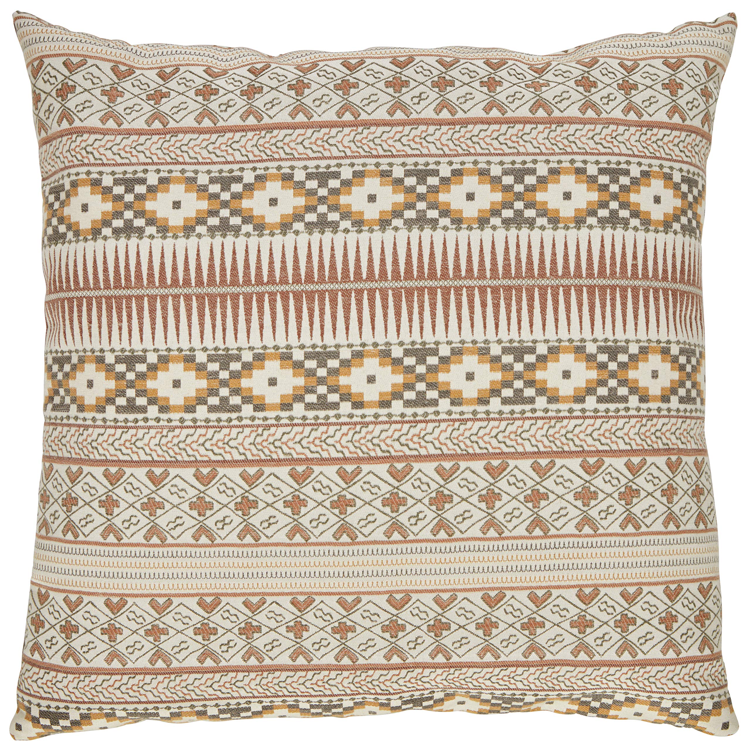 Amazon Brand – Stone & Beam Rustic Geometric Throw Pillow - 20 x 20 Inch, Earth Tones