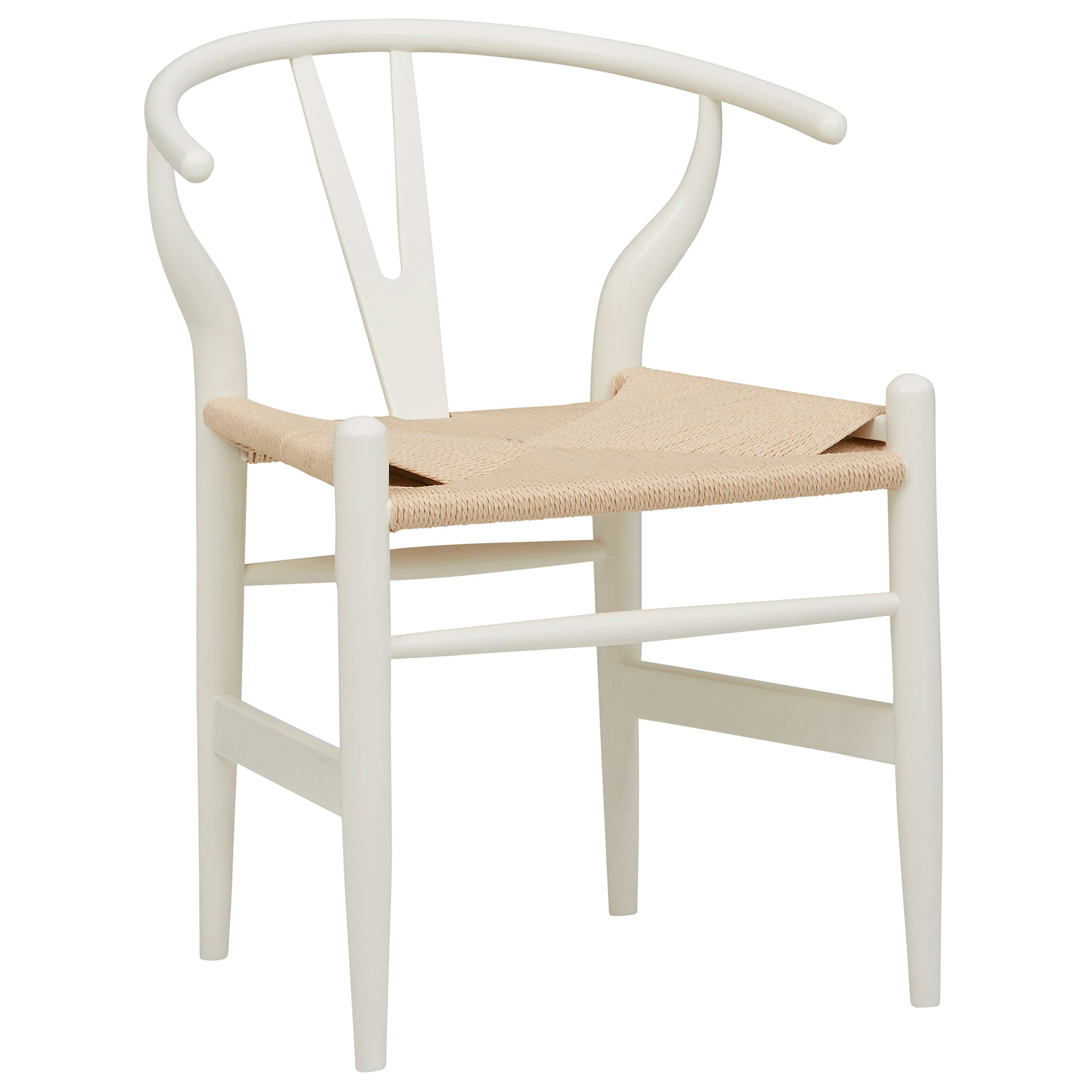 Amazon Brand – Stone & Beam Mid-Century Wishbone Dining Chair, 22.4"W, White / Natural