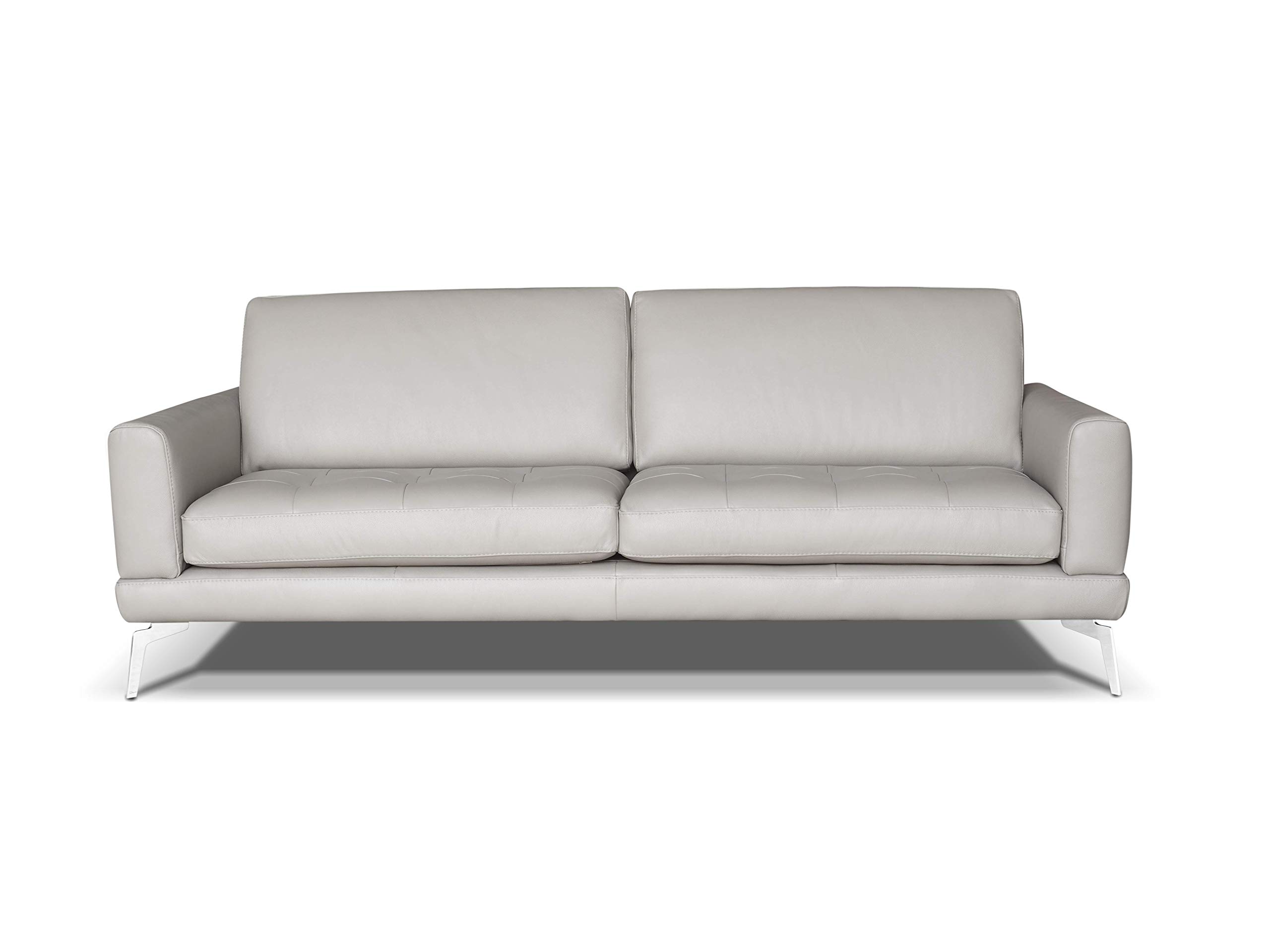 Amazon Brand - Alkove Modena Hand-Crafted Leather Sofa, 3 Seater Plus, 100 x 217 x 82cm, Mineral
