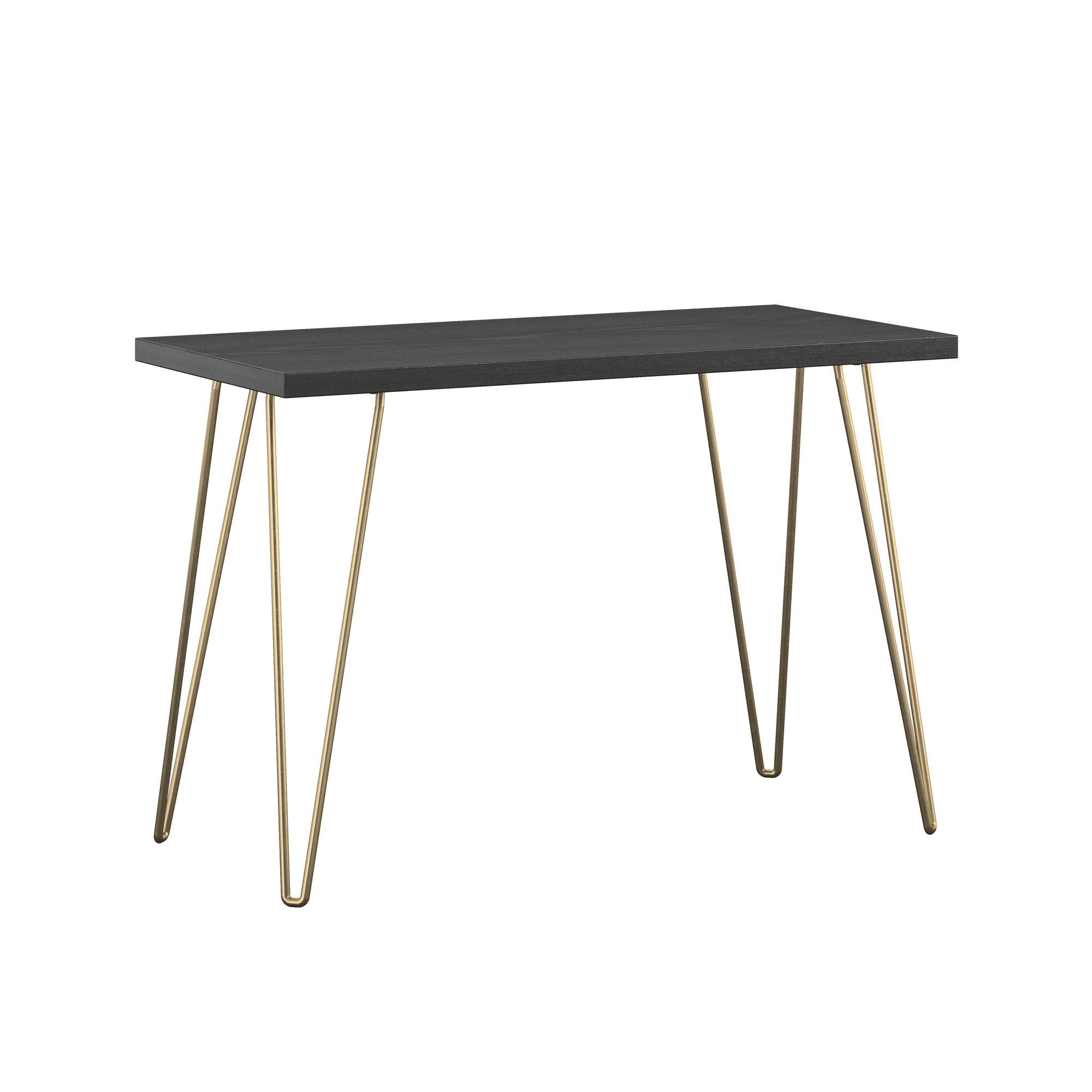 AmazonBasics Retro Hairpin Compact Computer Desk - Black with Gold Legs