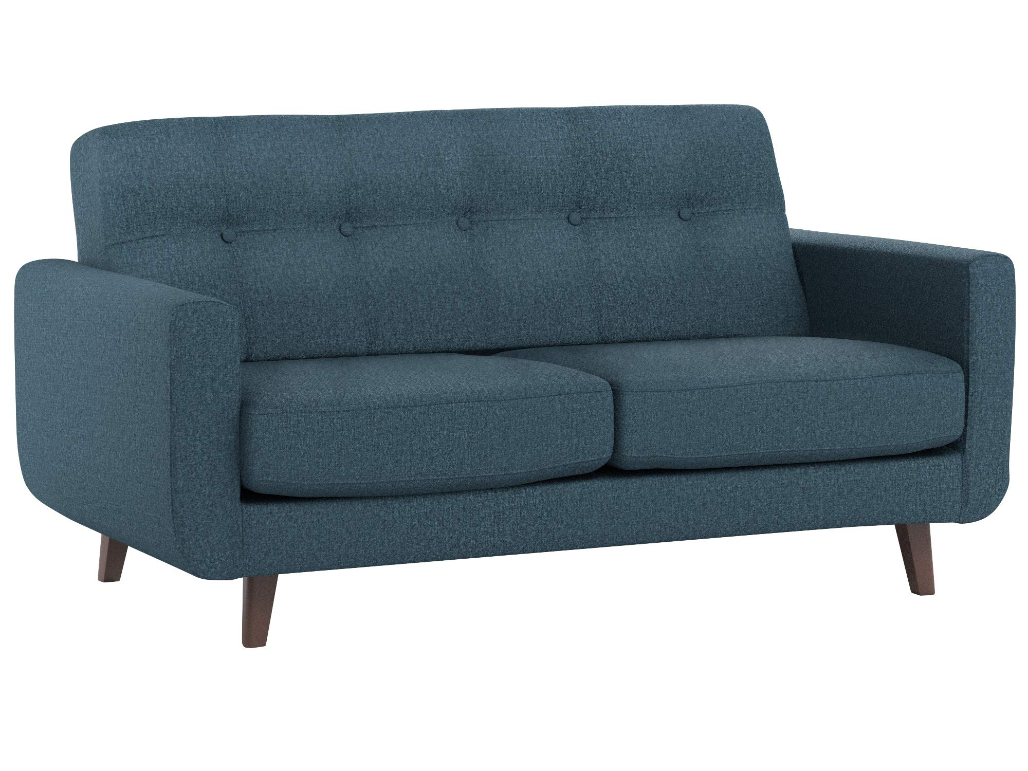Amazon Brand – Rivet Sloane Mid-Century Modern Loveseat with Tufted Back, 64.2"W, Denim