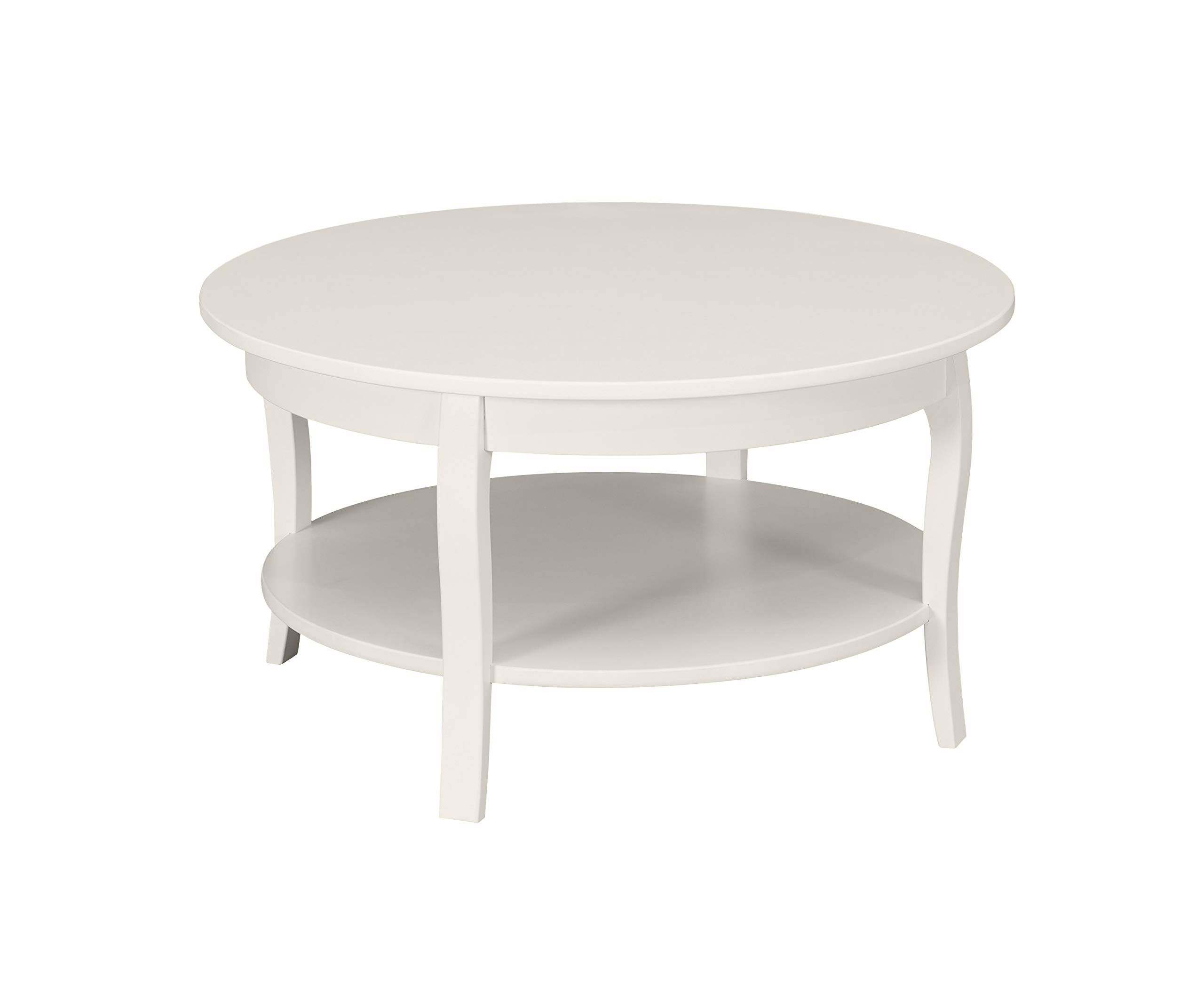 Amazon Brand – Ravenna Home Anne Marie Wood Round Shelf Storage Curved Leg Entry Table, 36"W, White
