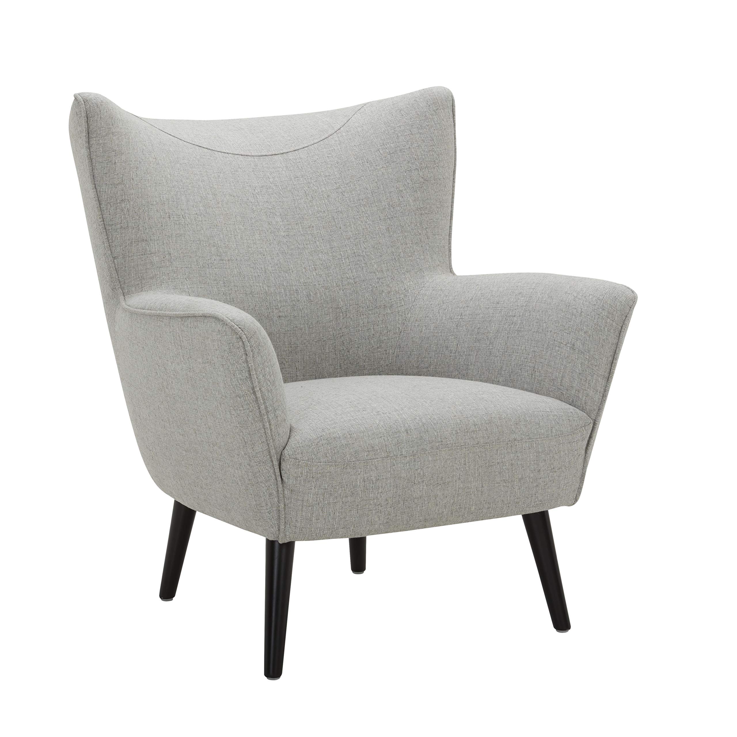 Amazon Brand – Rivet New Luna Upholstered Mid-Century Crescent Accent Chair with Tapered Legs, 31.5"W, Light Grey