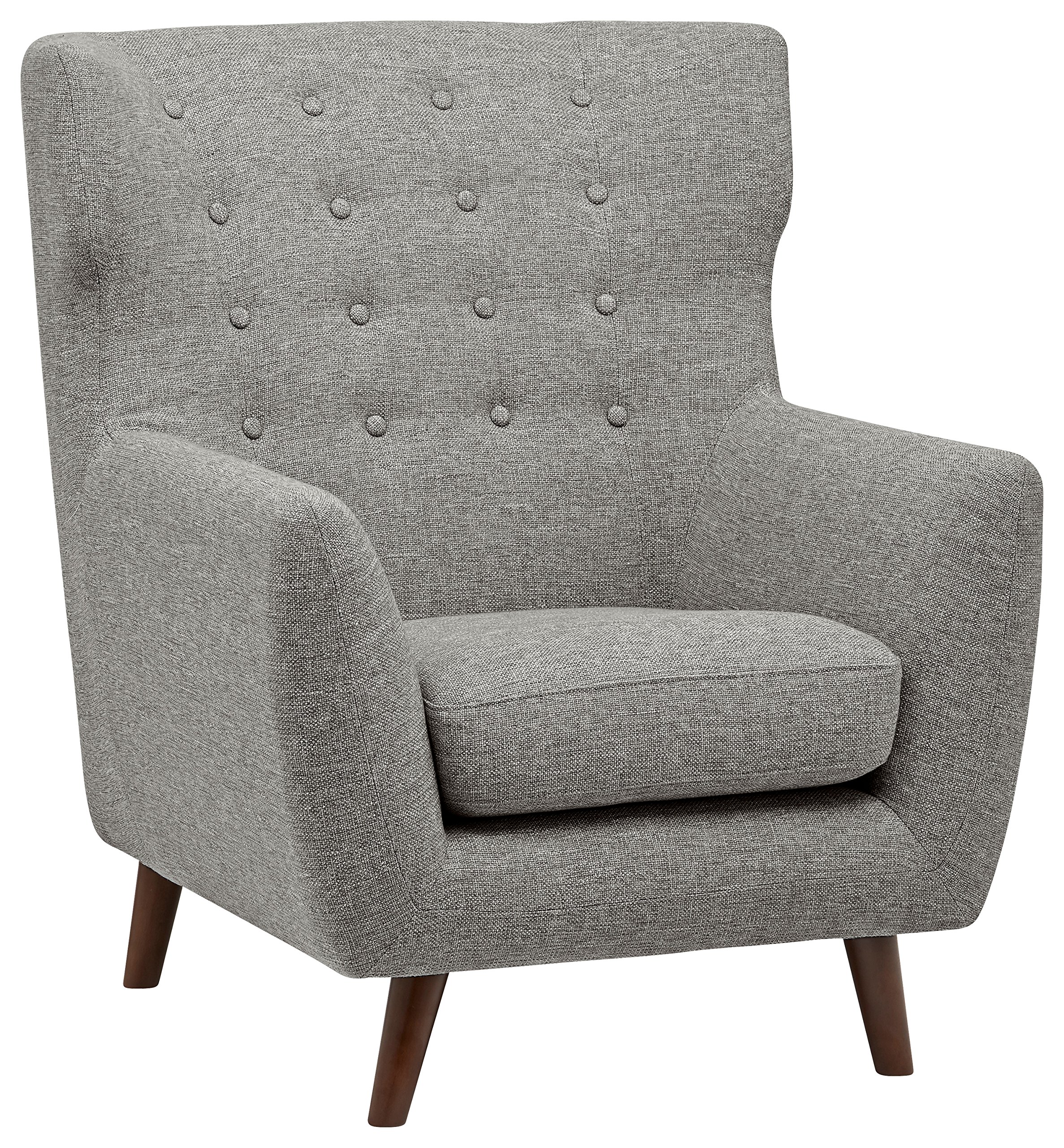 Amazon Brand – Rivet Hawthorne Mid-Century Tufted Modern Accent Chair, 35"W, Silver