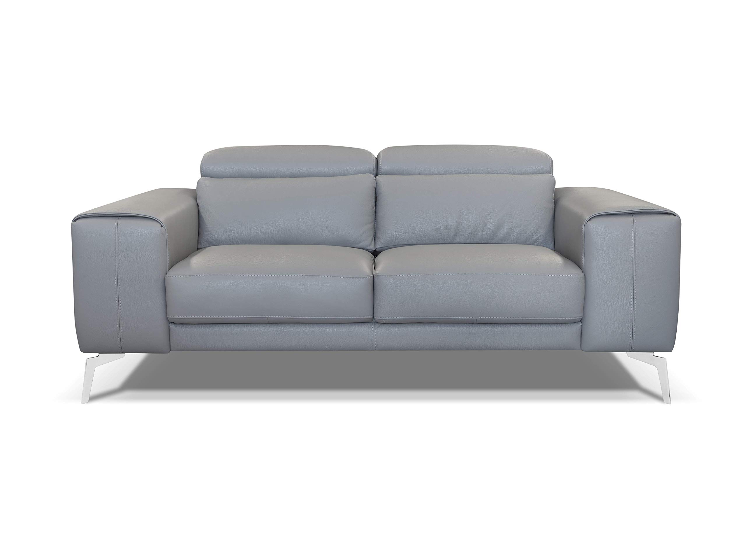 Amazon Brand - Alkove Elvas Hand-Crafted Leather Sofa, 2 Seater Maxi, 102 x 193 x 93cm, Light Grey