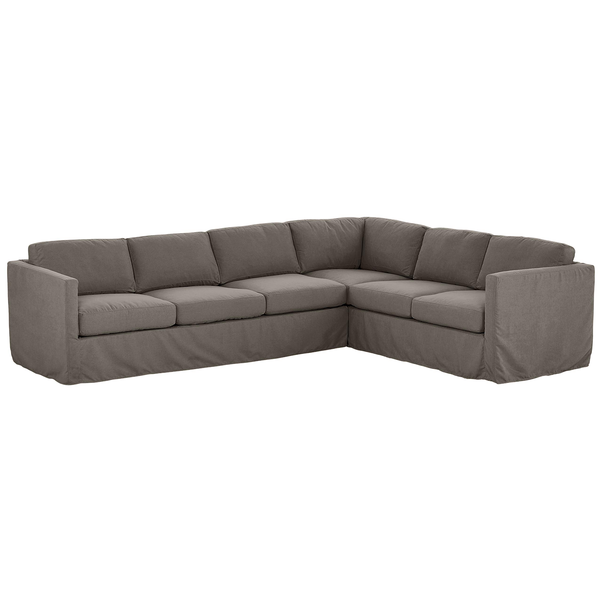 Amazon Brand – Stone & Beam Andover Slipcover Left-Facing L-Shaped Sectional, 124"W, Stone Fabric