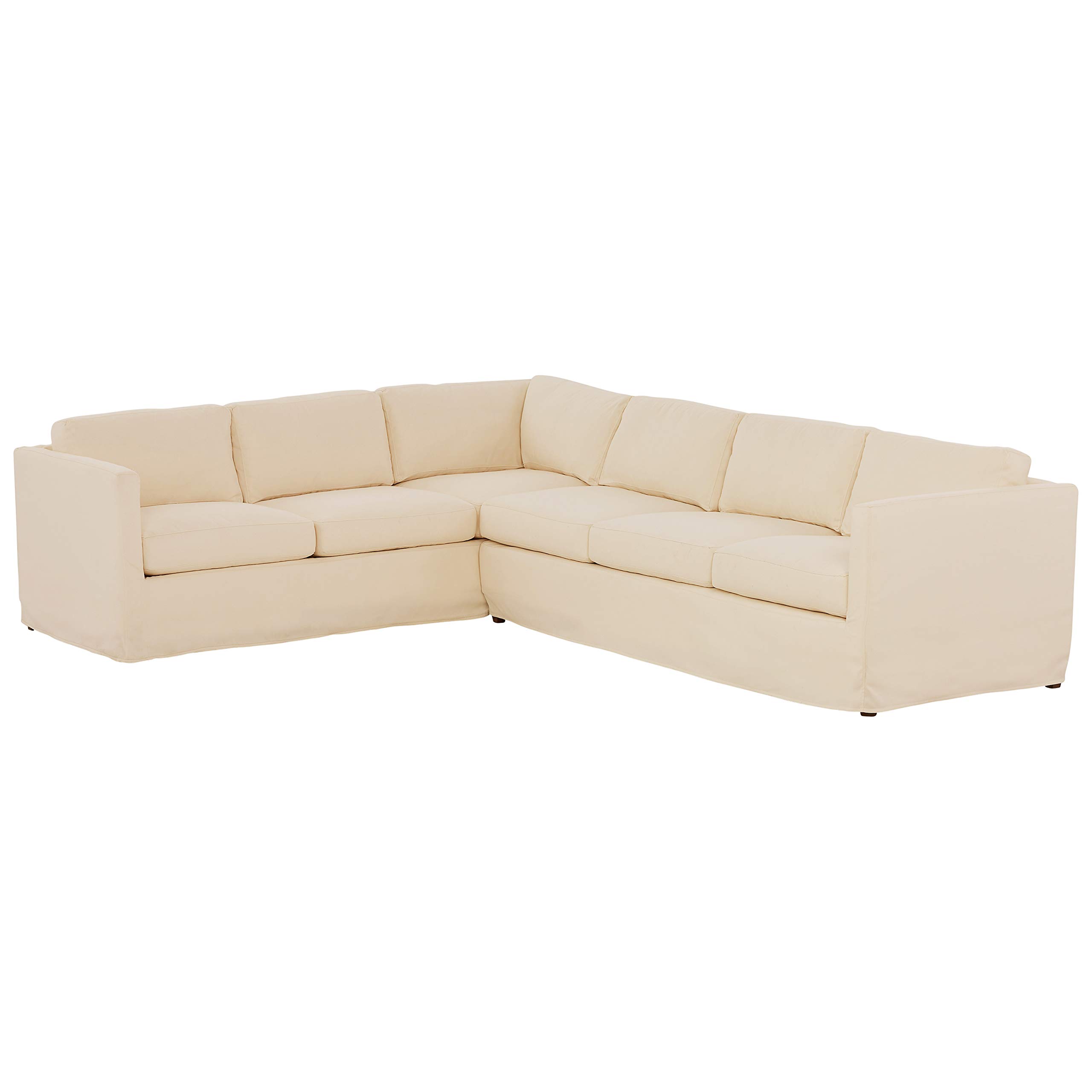 Amazon Brand – Stone & Beam Andover Slipcover Right-Facing L-Shaped Sectional, 124"W, Cream Fabric