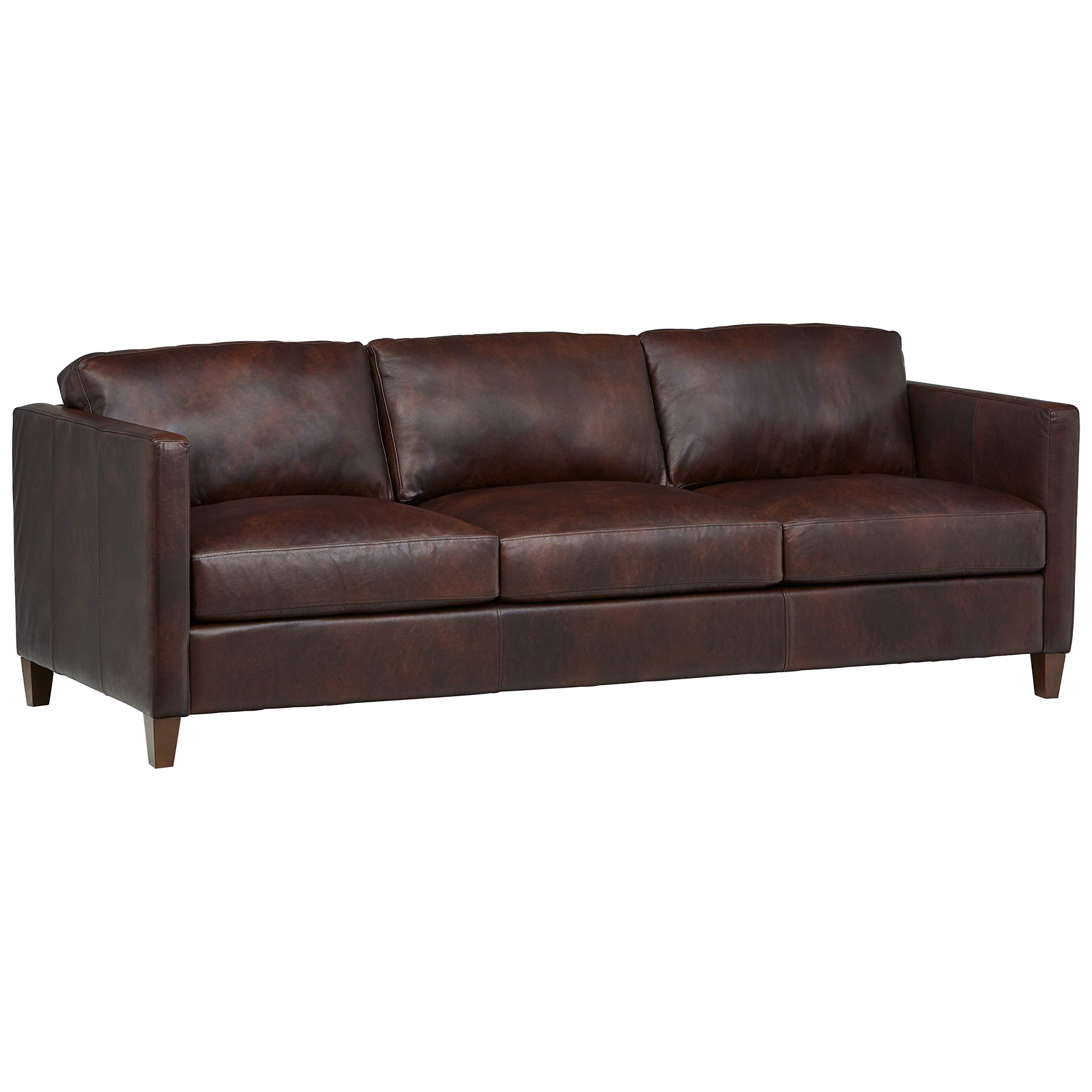 Amazon Brand – Stone & Beam Andover Sofa Couch, 90"W, Driftwood Leather
