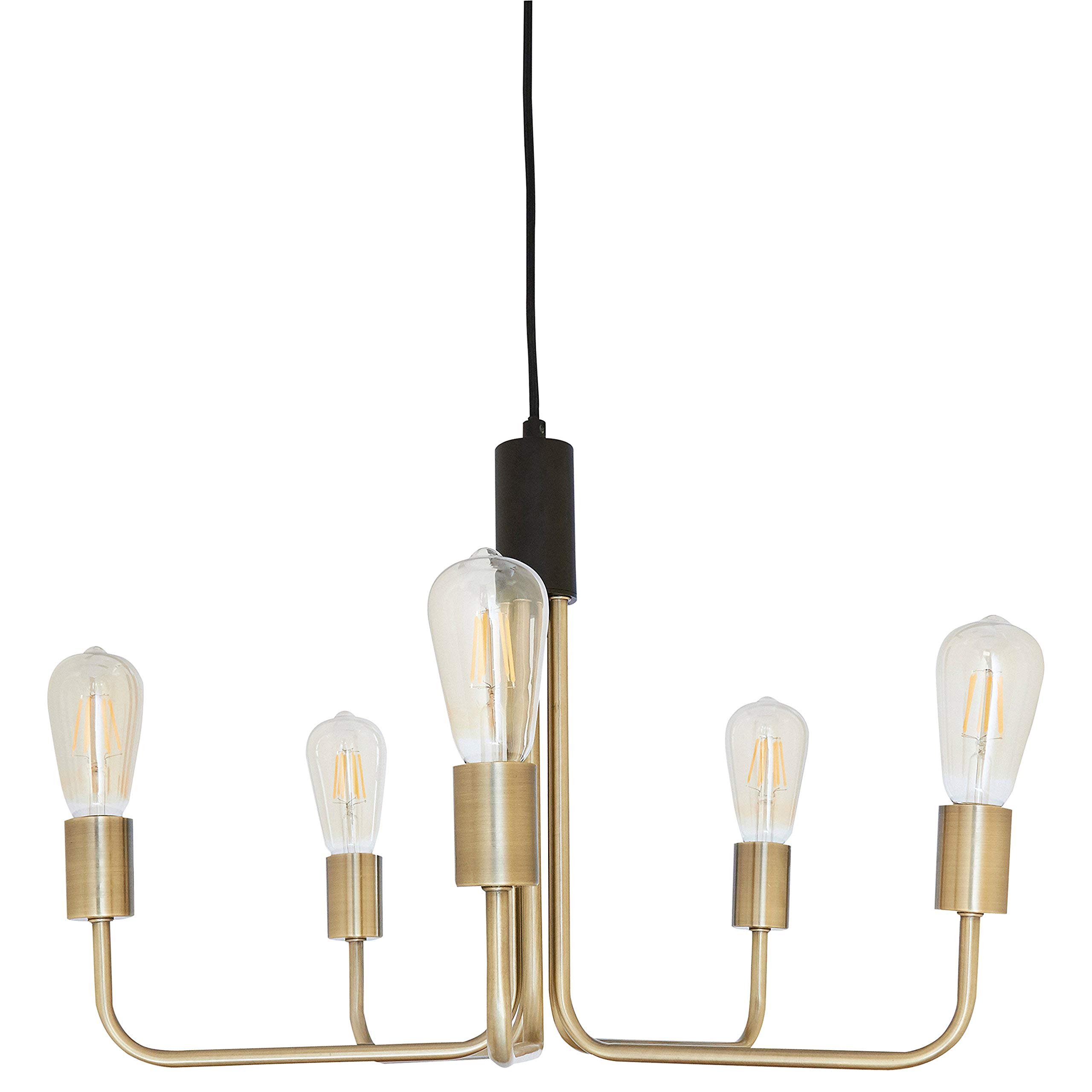 Rivet Theory Edison Bulb Chandelier, 14.5"H, with Bulbs, Black and Brass Finish