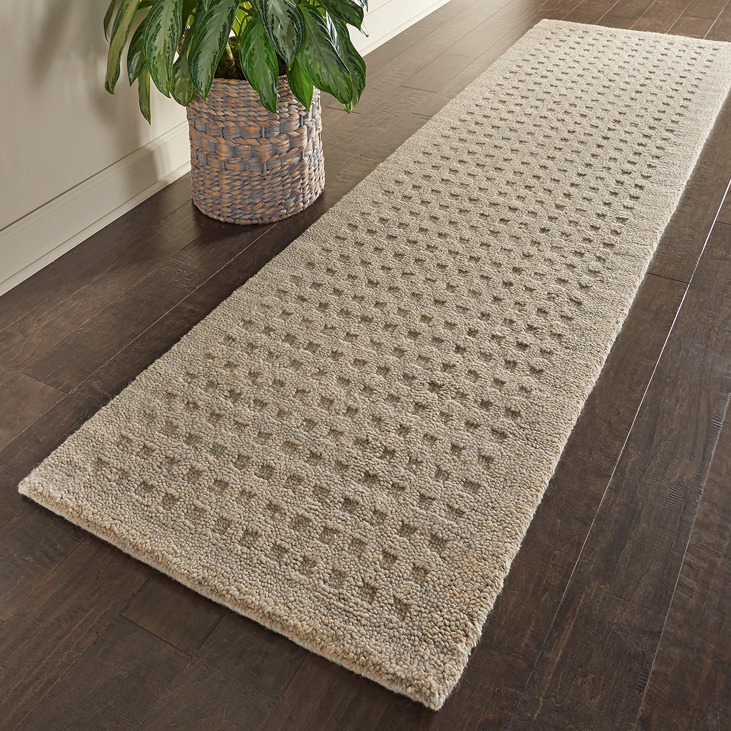 Amazon Brand – Stone & Beam Casual Geometric Wool Rug, 8' x 2' 3", Taupe