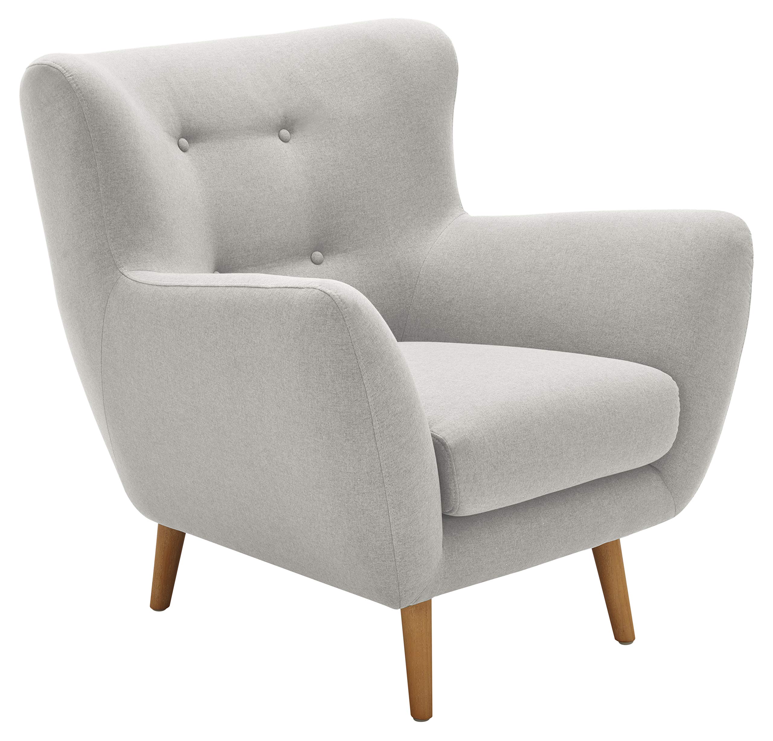 Amazon Brand – Rivet Isabelle Mid-Century Modern Living Room Chair with Tapered Wood Legs, 35"W, Felt Grey