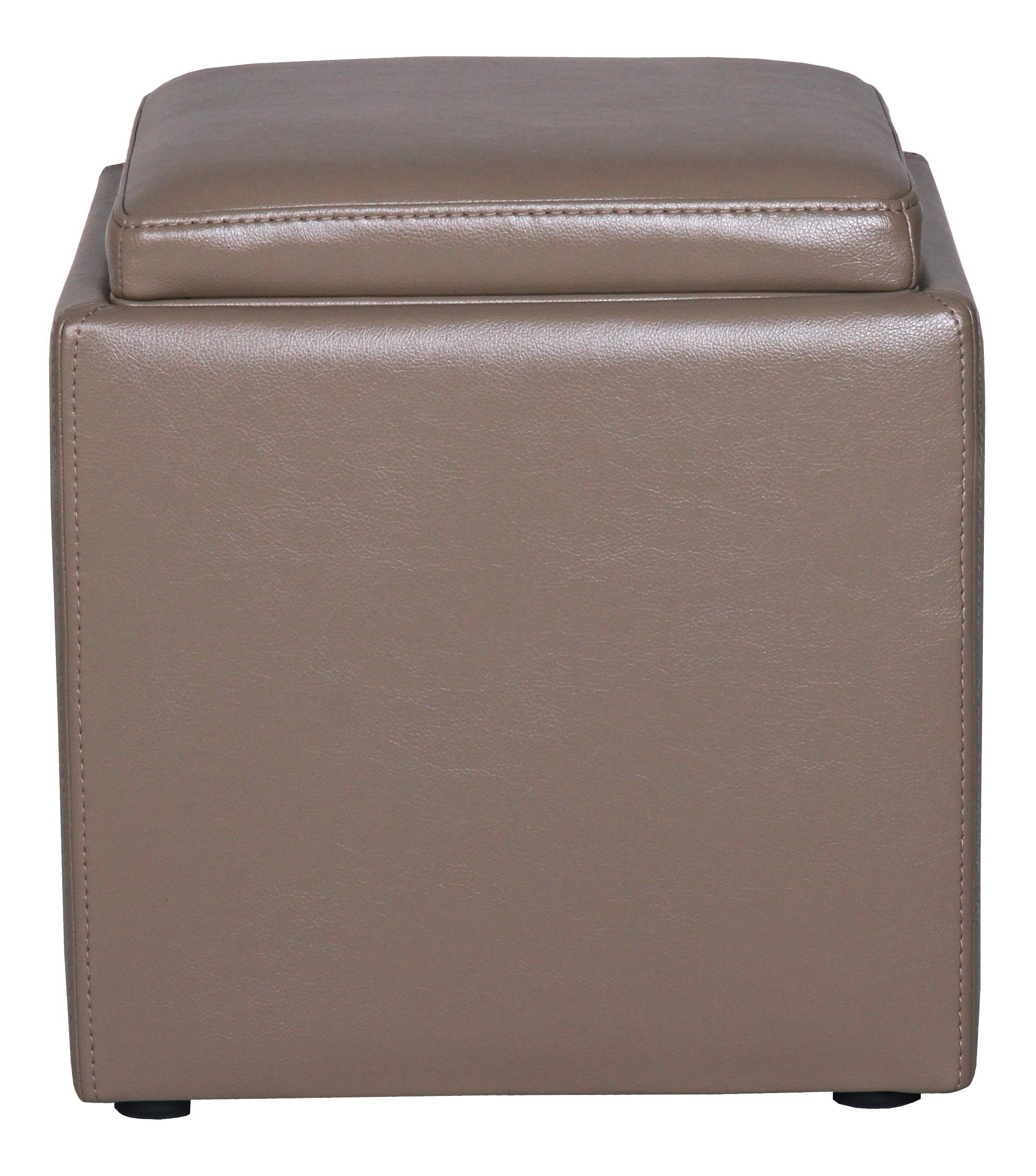 Amazon Brand – Rivet Ross Modern Vegan Faux Leather Lift-Top Storage Ottoman Pouf, 17.7"W, Brown