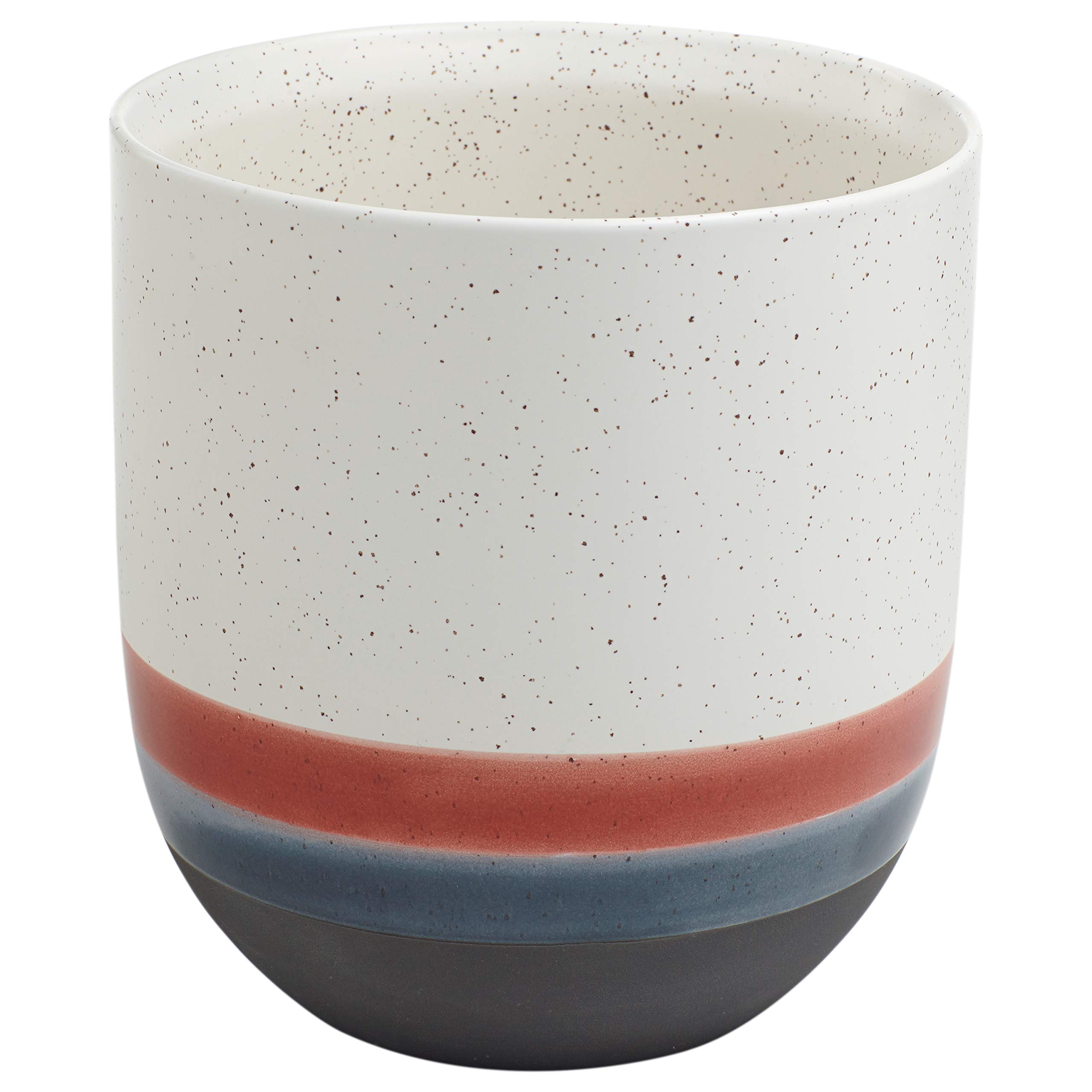 Amazon Brand – Rivet Westline Modern Indoor Outdoor Hand Painted Stoneware Planter Flower Pot, 8"H, Red White Blue Black