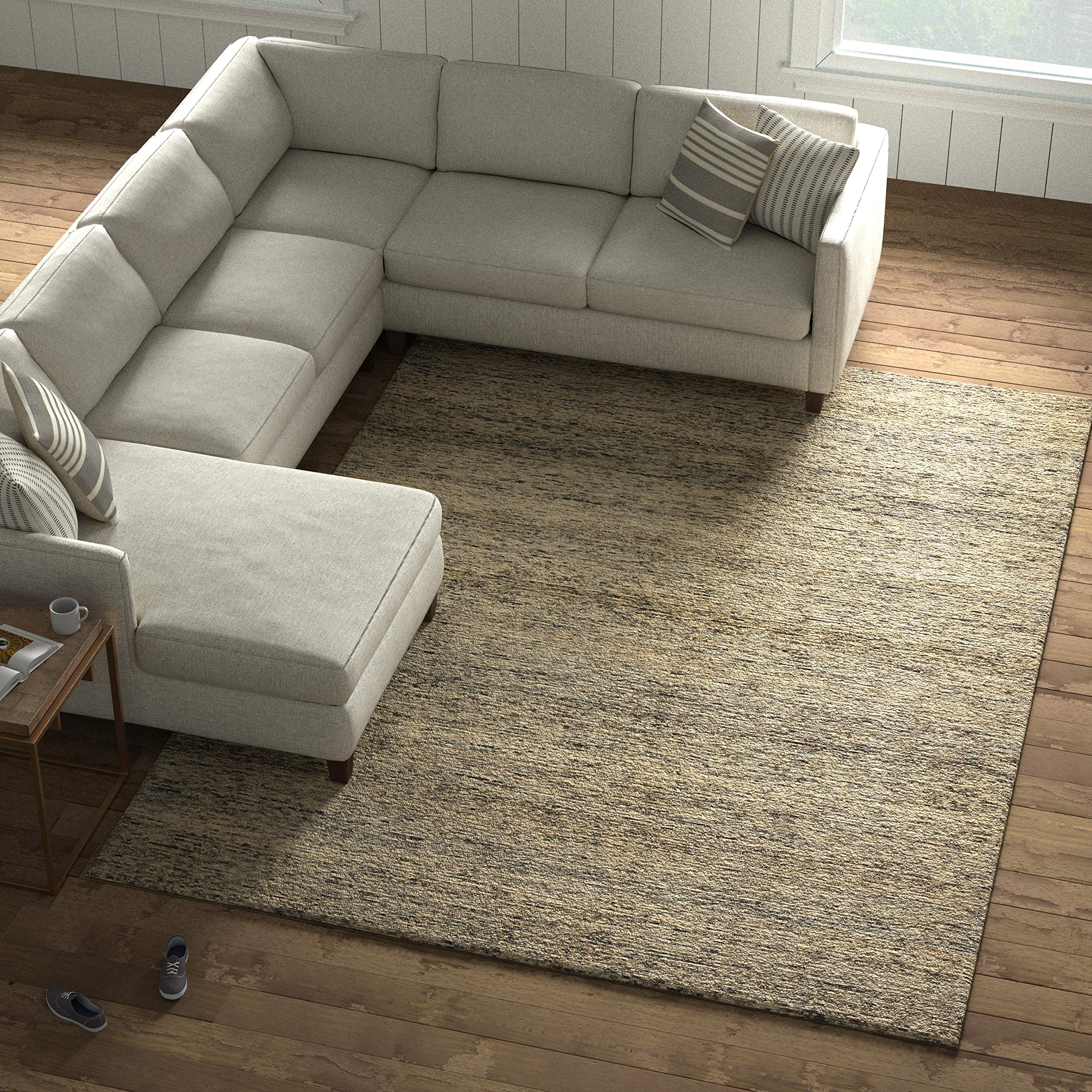 Amazon Brand – Stone & Beam Contemporary Speckle Wool Area Rug, 8' x 10' 6", Grey