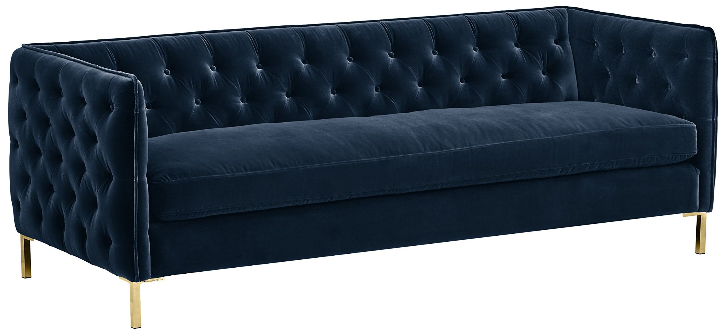 Amazon Brand – Rivet Eva Mid-Century Modern Tufted Velvet Down-Filled Sectional Sofa Couch, 87"W, Navy