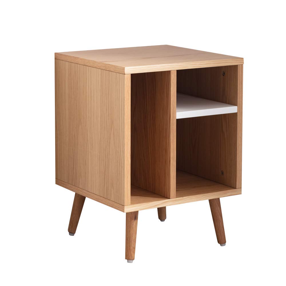 Marque Amazon - Movian Table de chevet/d'appoint à étagère, 40 x 40 x 55 cm, Finition effet chêne